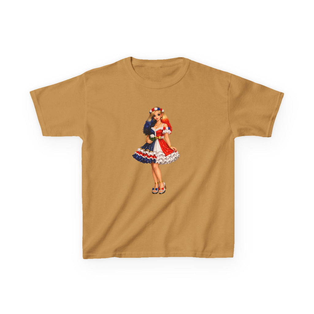 Kids Tee — Retro Patriotic Pin-Up Girl Dress (Fourth of July)