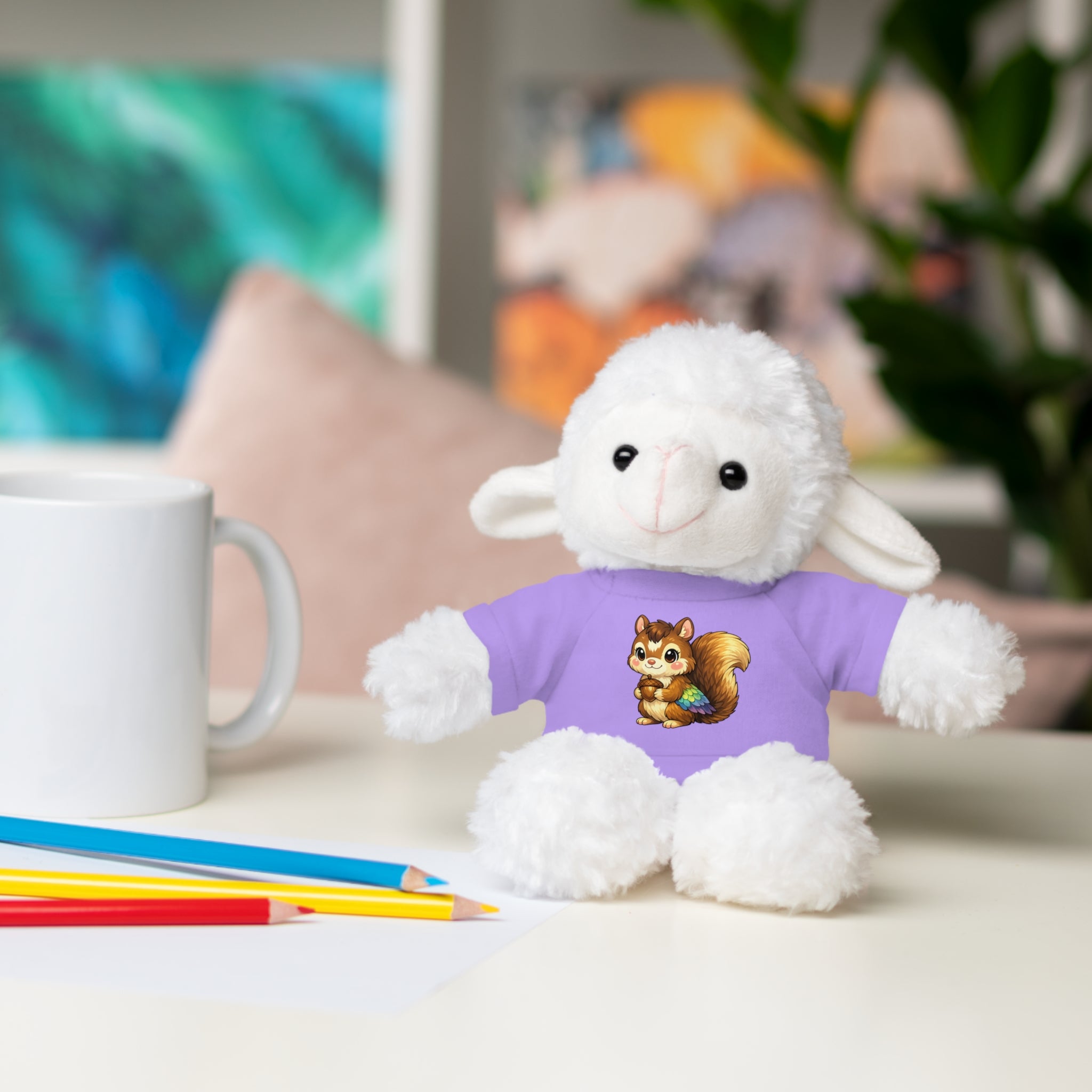 Cute Squirrel Plush Teddy with Graphic Tee — Adorable Stuffed Animal Gift