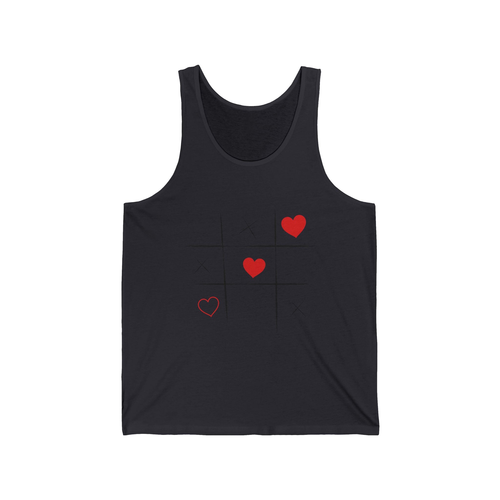 Heart Tic-Tac-Toe Tank Top — Cute Valentine’s Day Love Graphic Tank