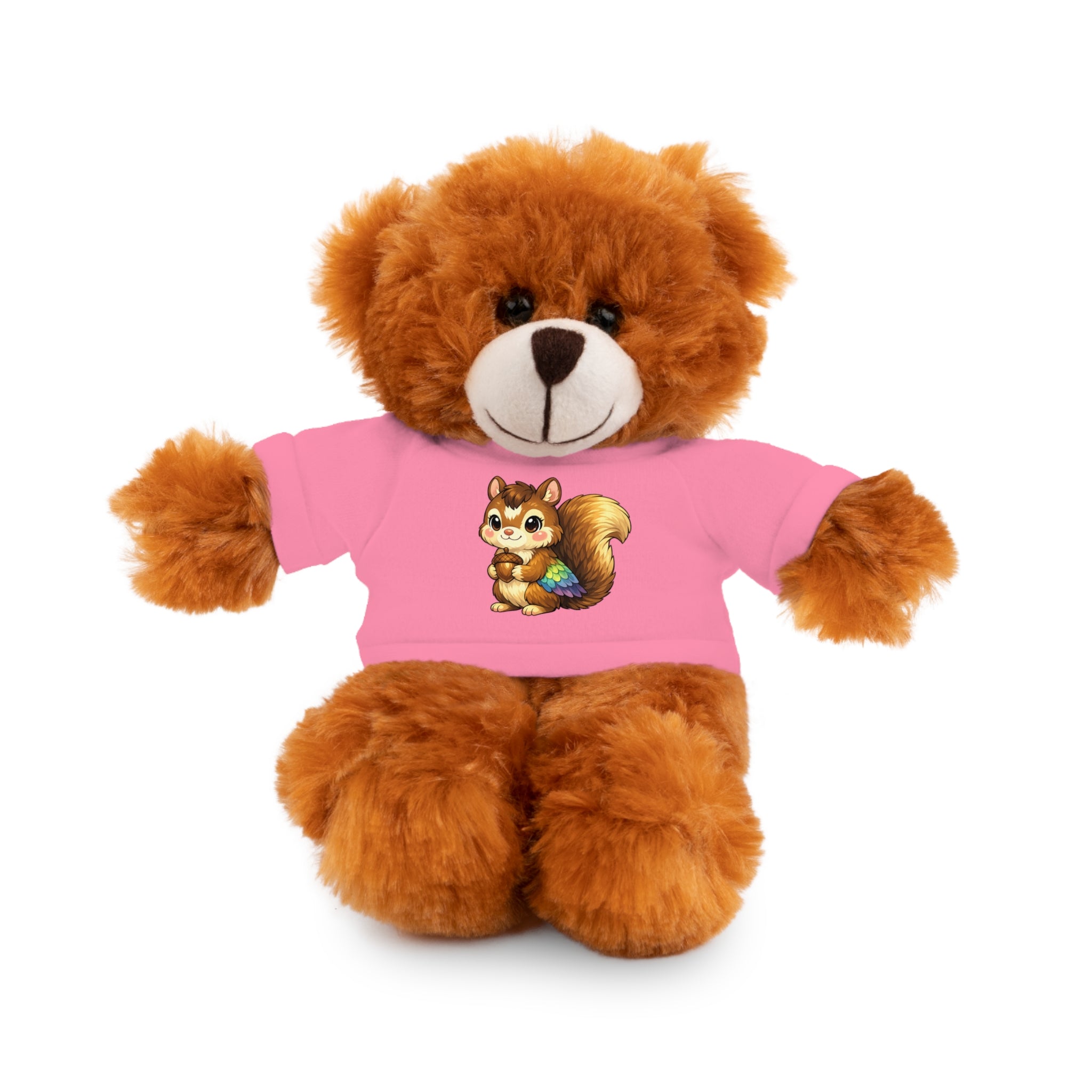 Cute Squirrel Plush Teddy with Graphic Tee — Adorable Stuffed Animal Gift