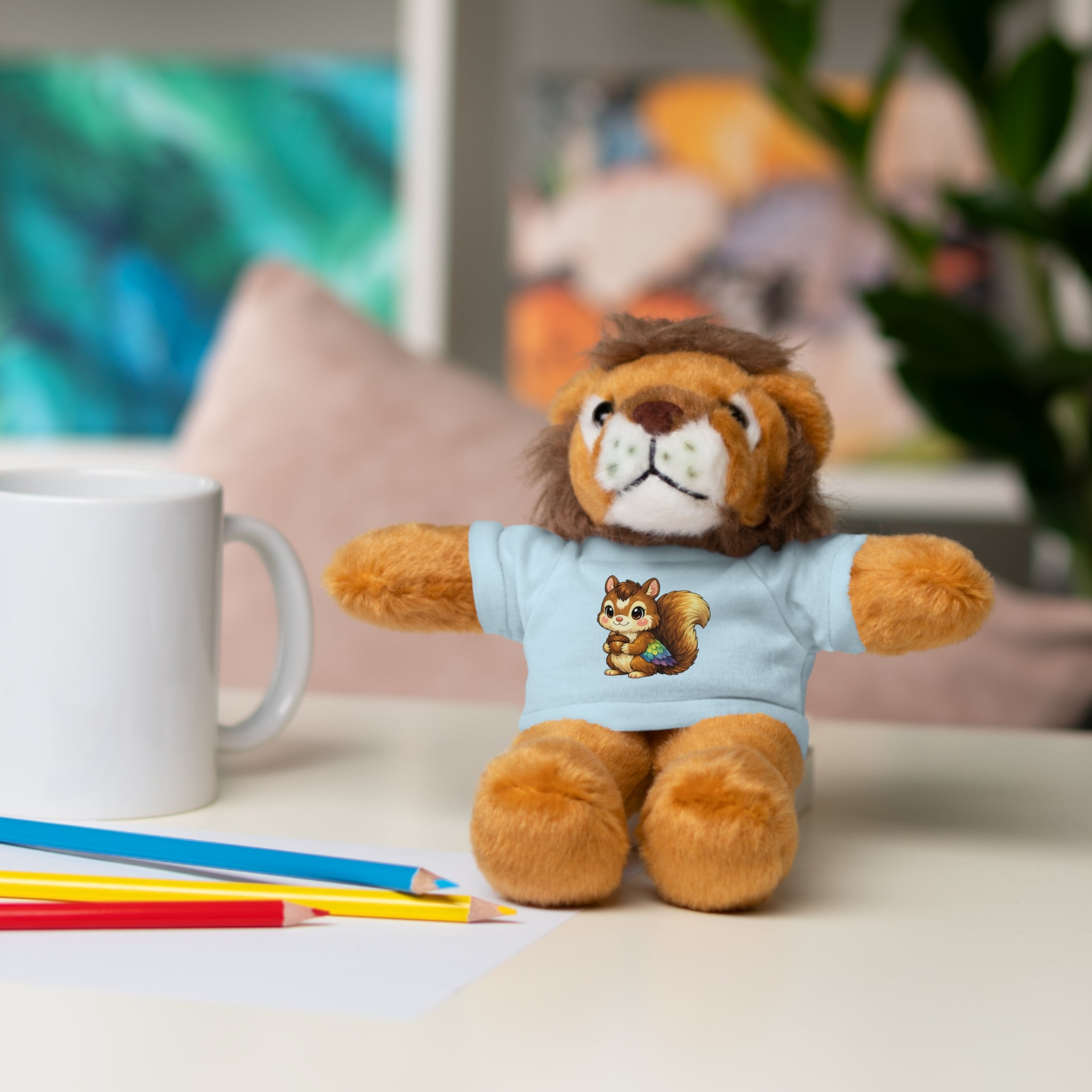 Cute Squirrel Plush Teddy with Graphic Tee — Adorable Stuffed Animal Gift