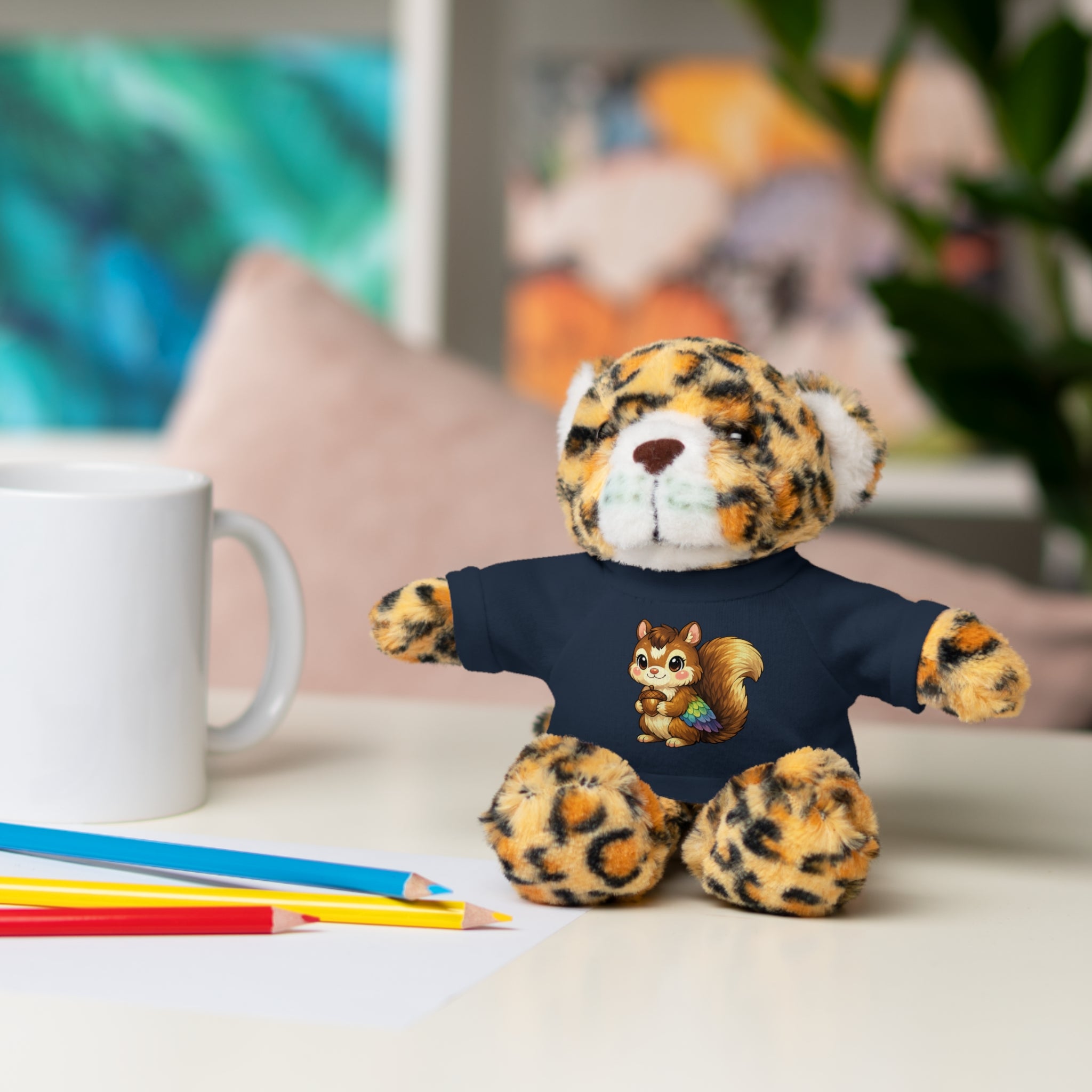 Cute Squirrel Plush Teddy with Graphic Tee — Adorable Stuffed Animal Gift