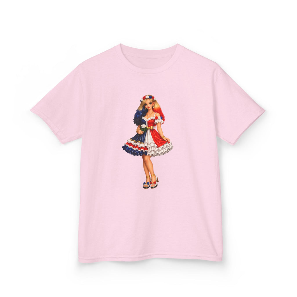 Kids Tee — Retro Patriotic Pin-Up Girl Dress (Fourth of July)