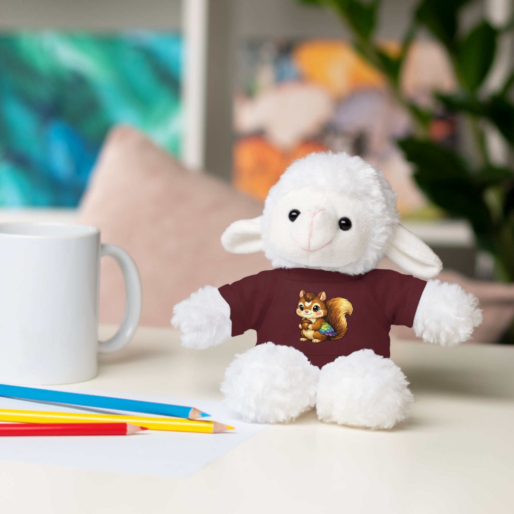 Cute Squirrel Plush Teddy with Graphic Tee — Adorable Stuffed Animal Gift