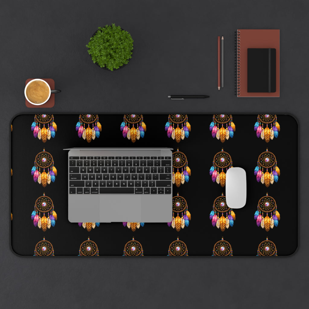 Dreamcatcher Pattern Desk Mat — Boho Feather Mouse Pad for Home Office