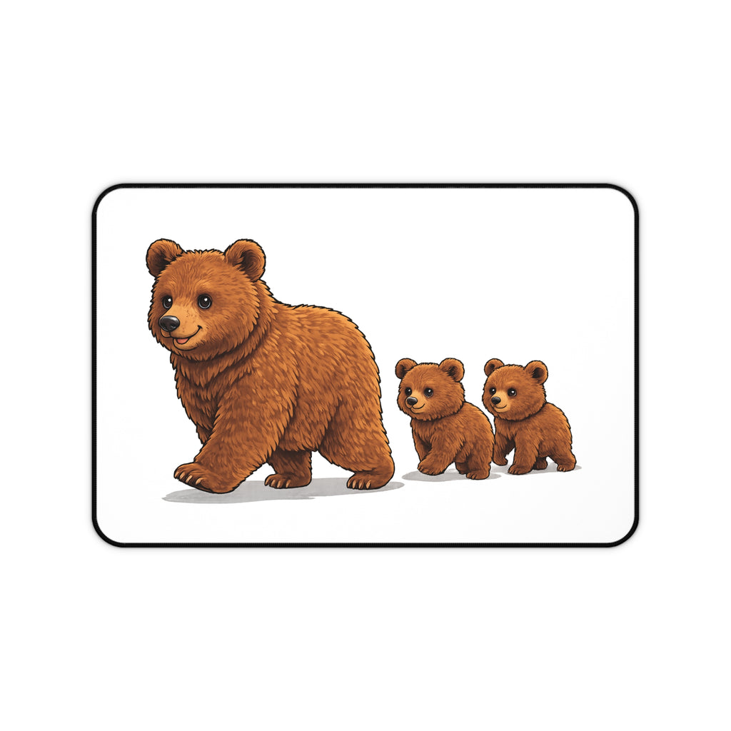 Bear Family Desk Mat — Cute Mama Bear with Cubs Mouse Pad