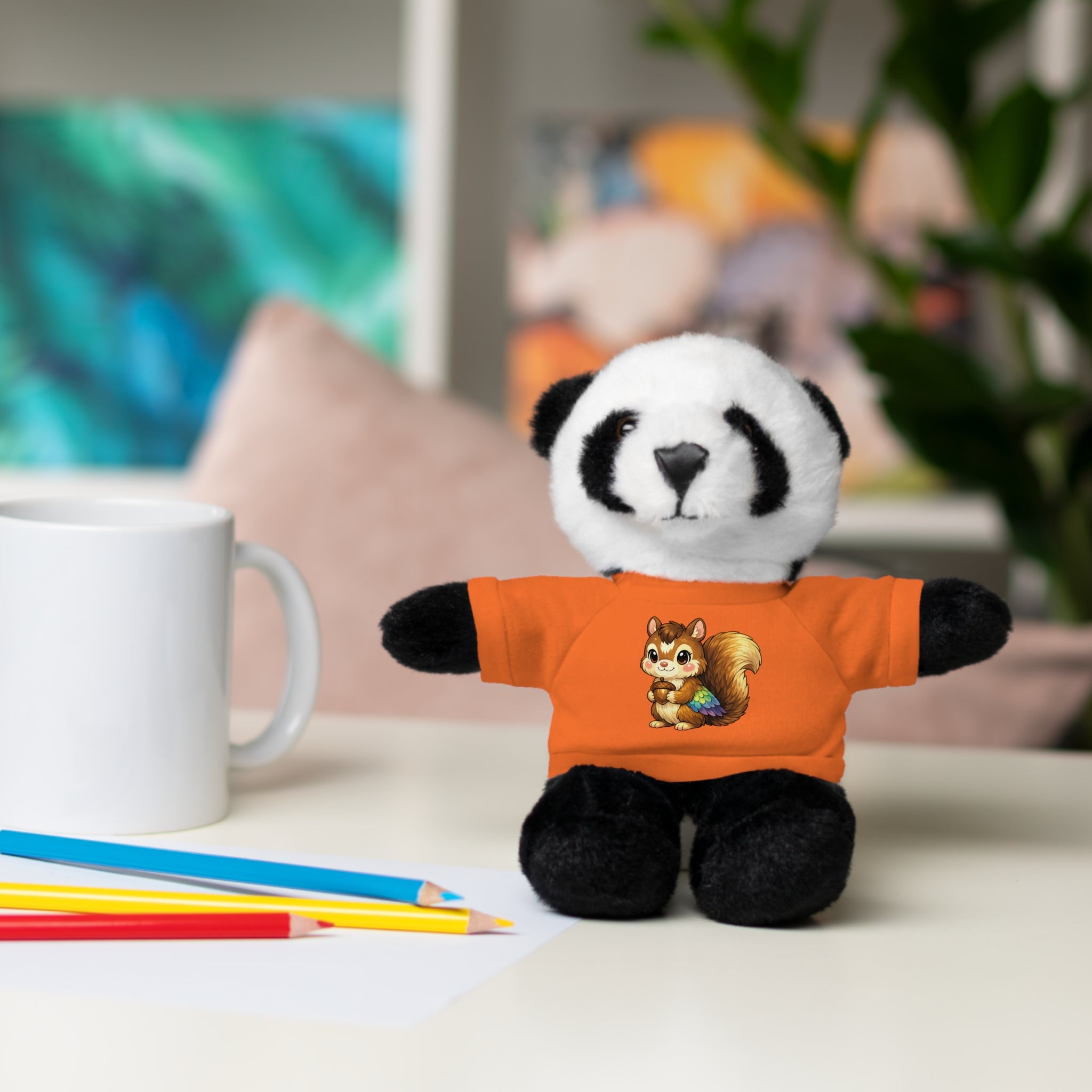 Cute Squirrel Plush Teddy with Graphic Tee — Adorable Stuffed Animal Gift