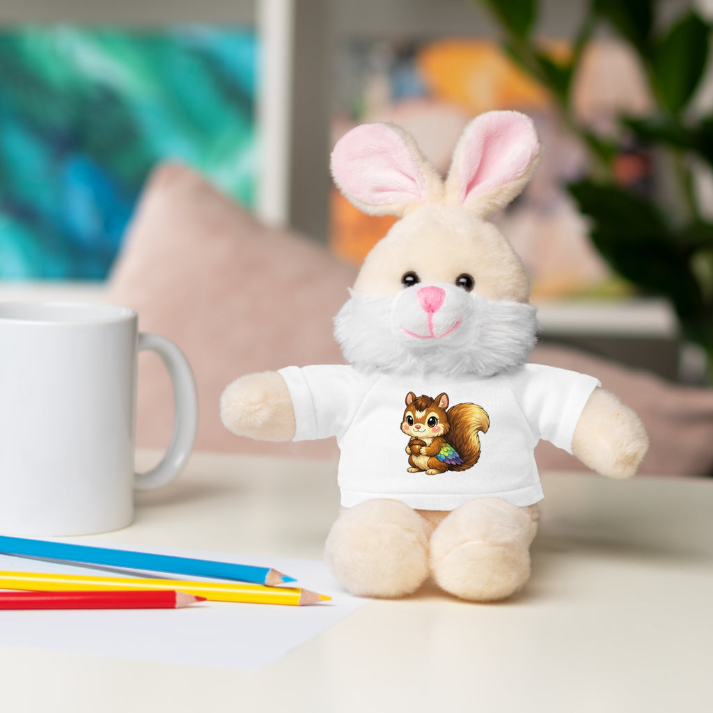 Cute Squirrel Plush Teddy with Graphic Tee — Adorable Stuffed Animal Gift