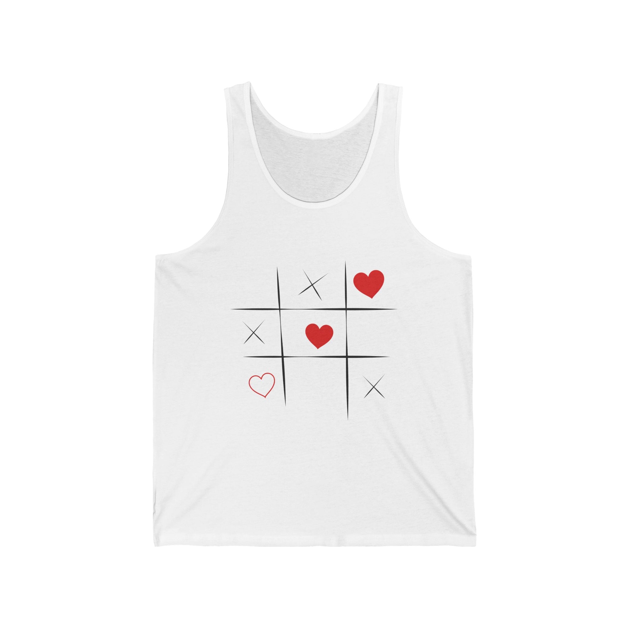 Heart Tic-Tac-Toe Tank Top — Cute Valentine’s Day Love Graphic Tank