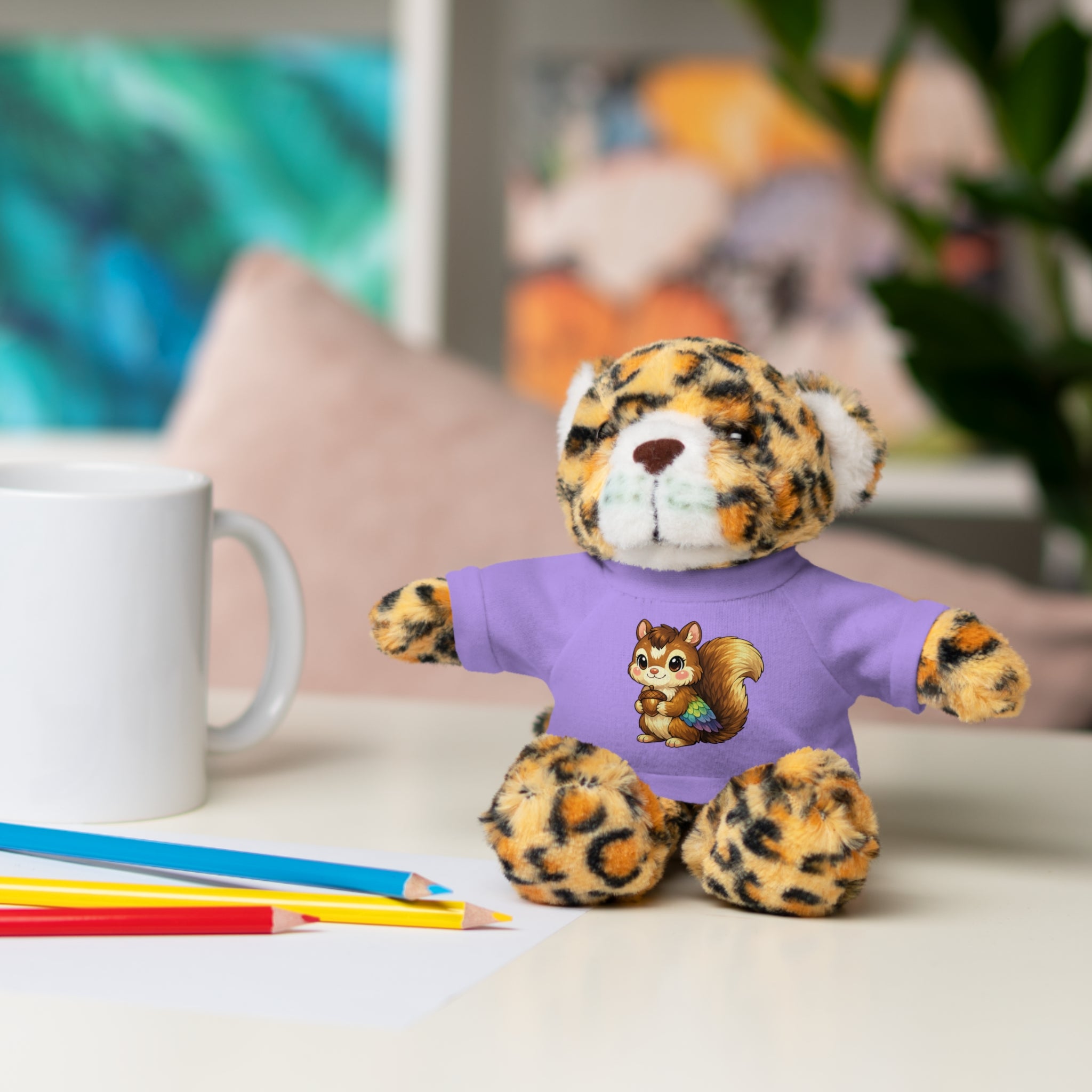 Cute Squirrel Plush Teddy with Graphic Tee — Adorable Stuffed Animal Gift
