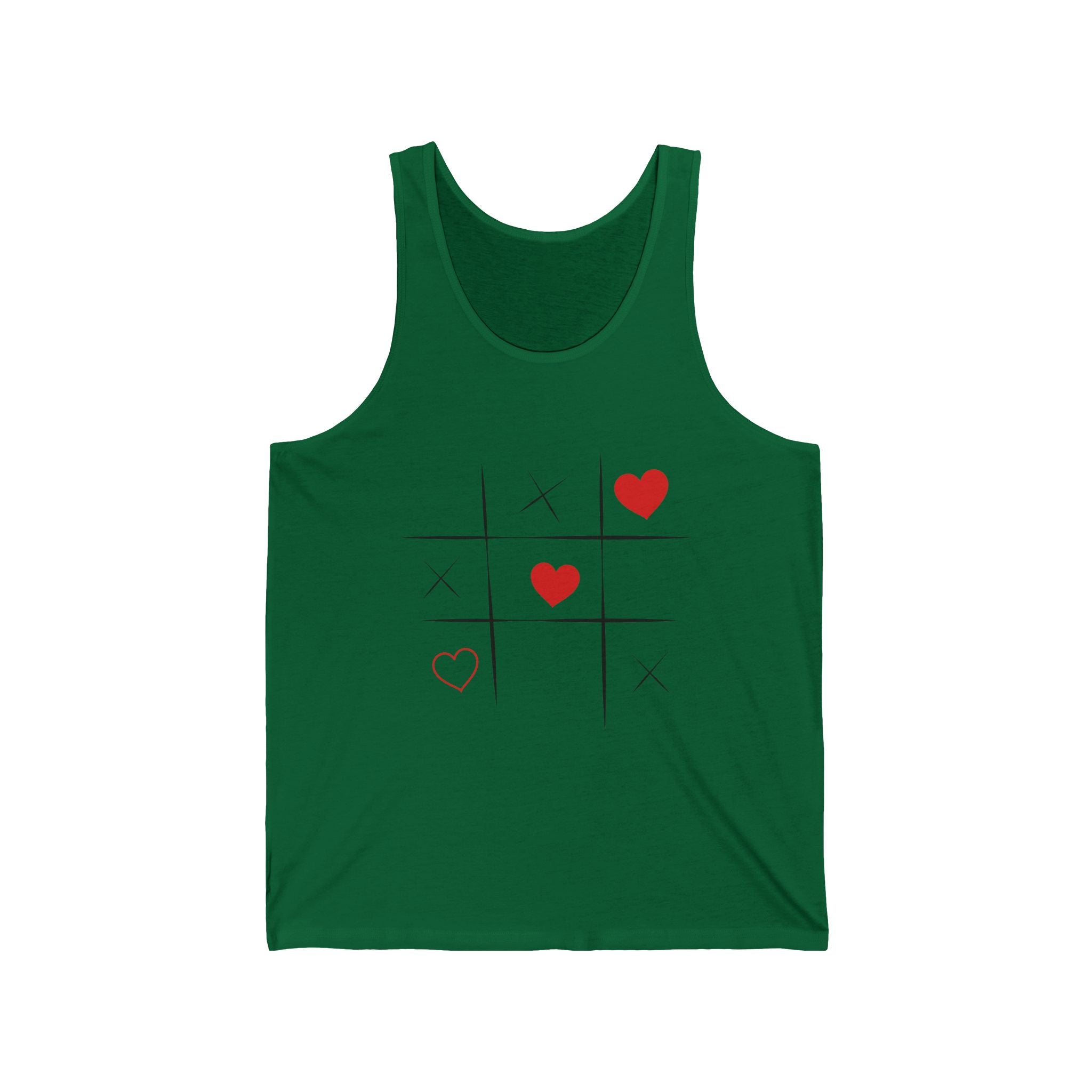 Heart Tic-Tac-Toe Tank Top — Cute Valentine’s Day Love Graphic Tank