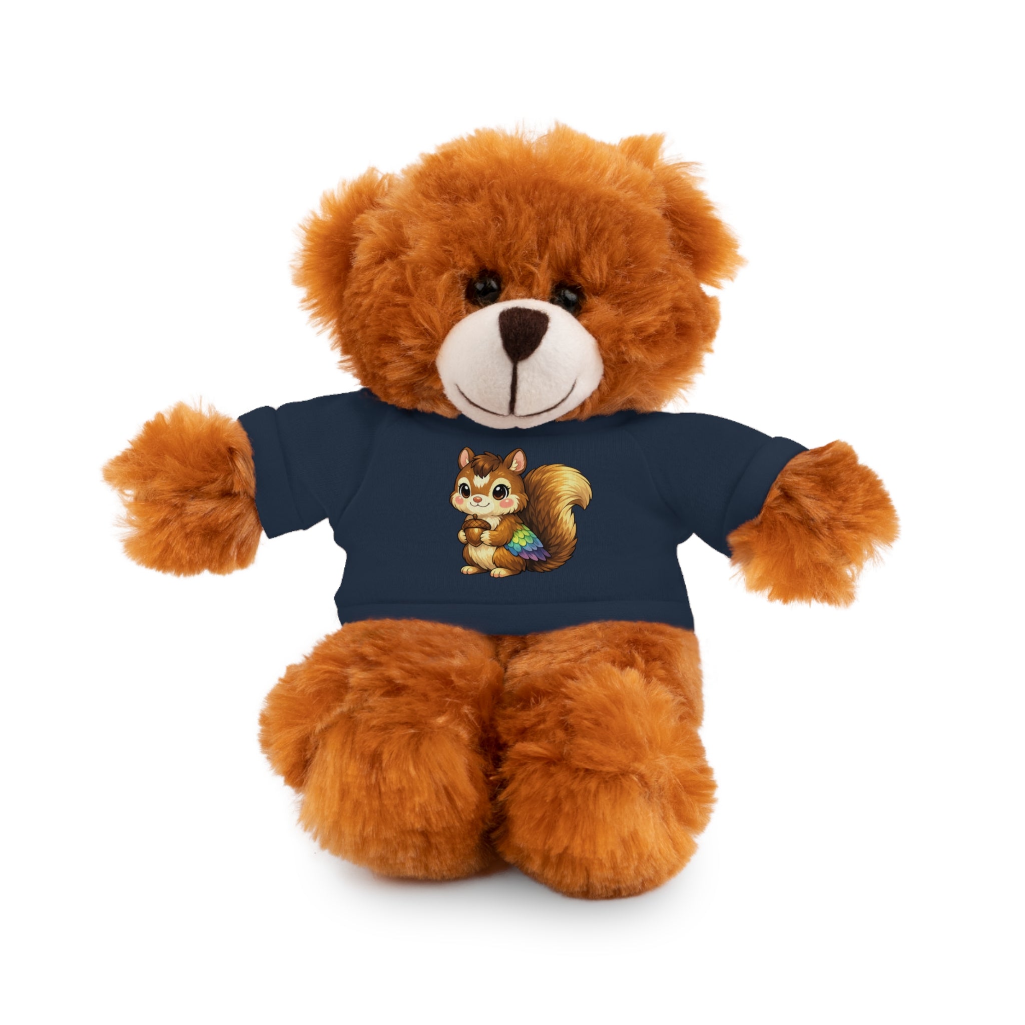 Cute Squirrel Plush Teddy with Graphic Tee — Adorable Stuffed Animal Gift