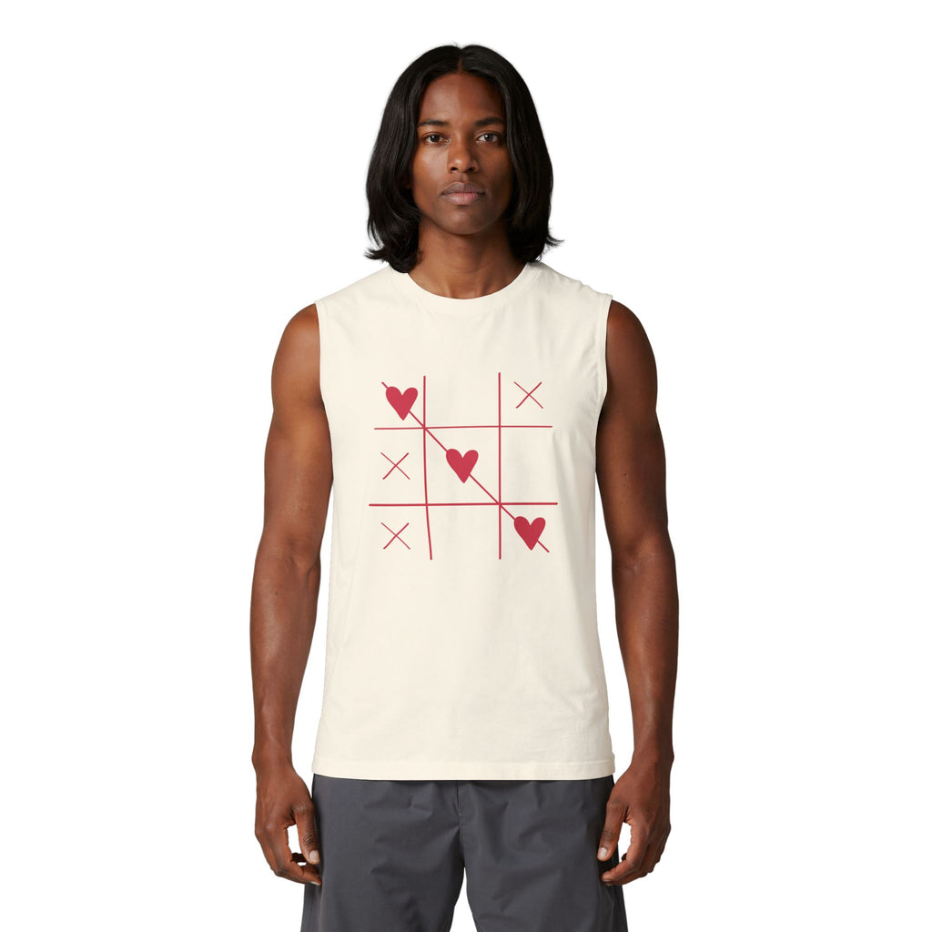 Heart Tic-Tac-Toe Muscle Tank — Cute Valentine’s Day Graphic Tank Top