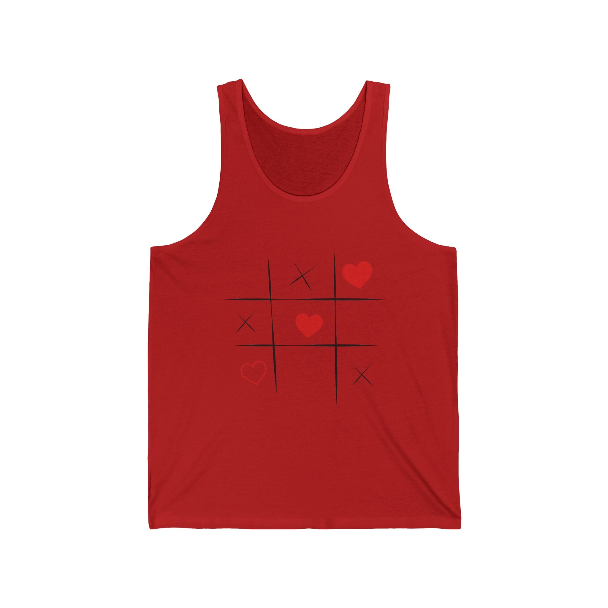 Heart Tic-Tac-Toe Tank Top — Cute Valentine’s Day Love Graphic Tank