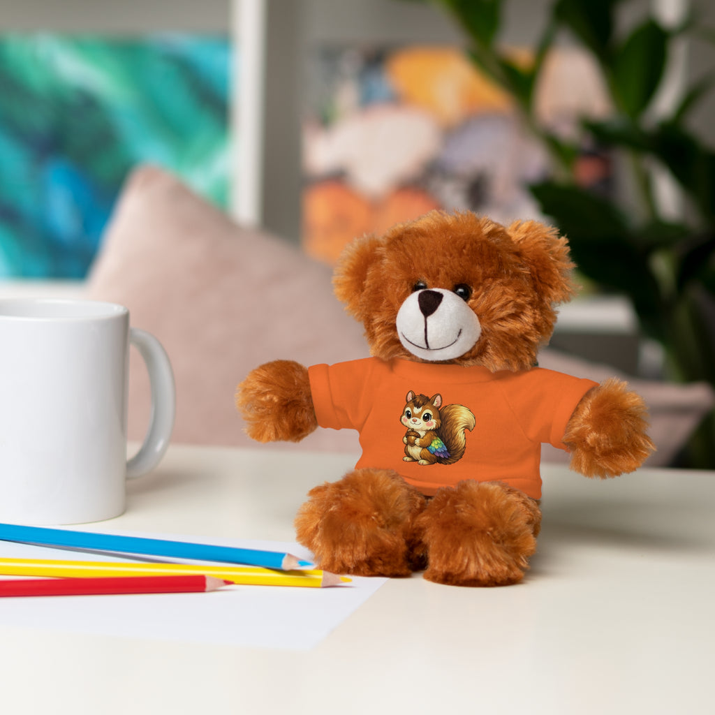 Cute Squirrel Plush Teddy with Graphic Tee — Adorable Stuffed Animal Gift