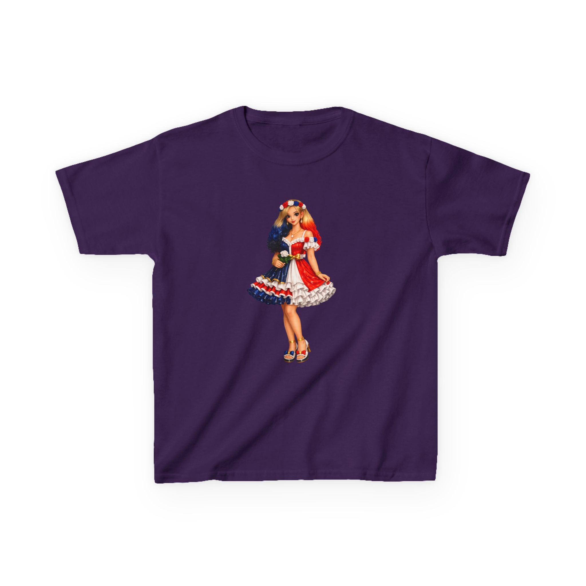 Kids Tee — Retro Patriotic Pin-Up Girl Dress (Fourth of July)