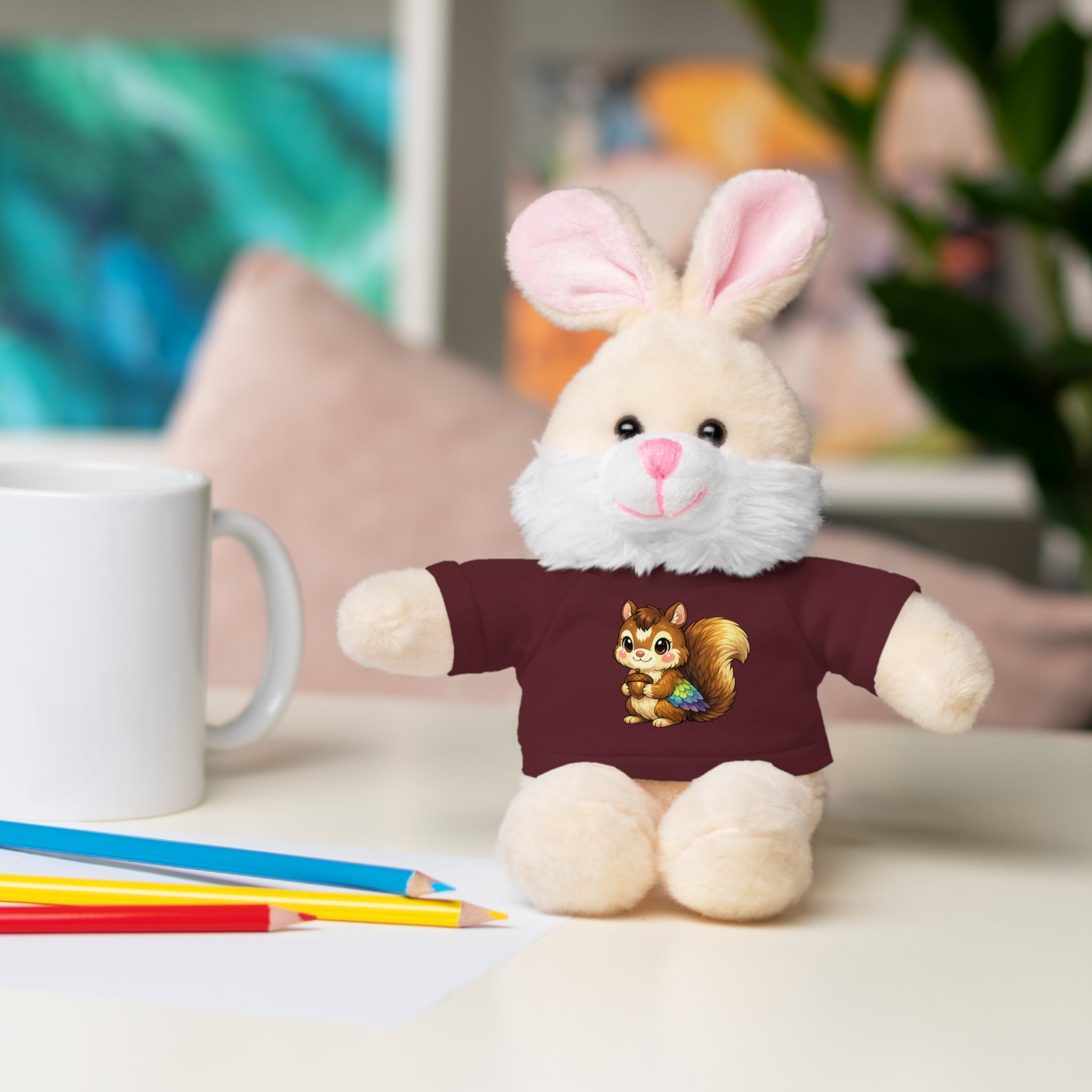 Cute Squirrel Plush Teddy with Graphic Tee — Adorable Stuffed Animal Gift