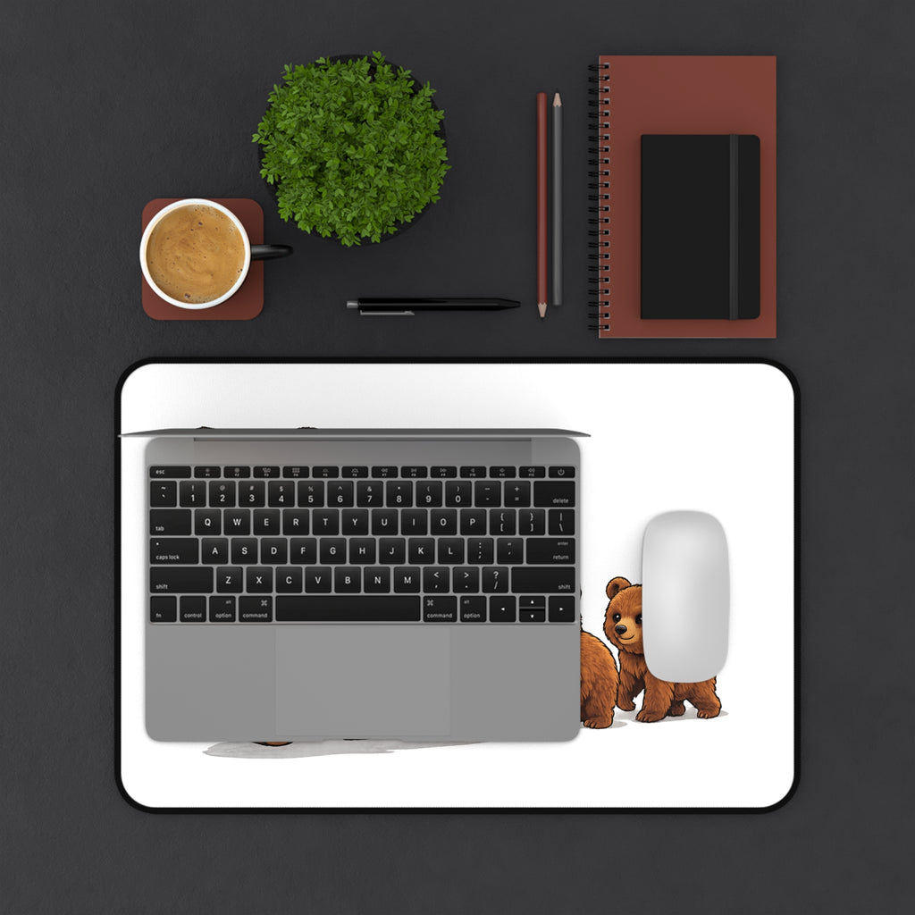 Bear Family Desk Mat — Cute Mama Bear with Cubs Mouse Pad