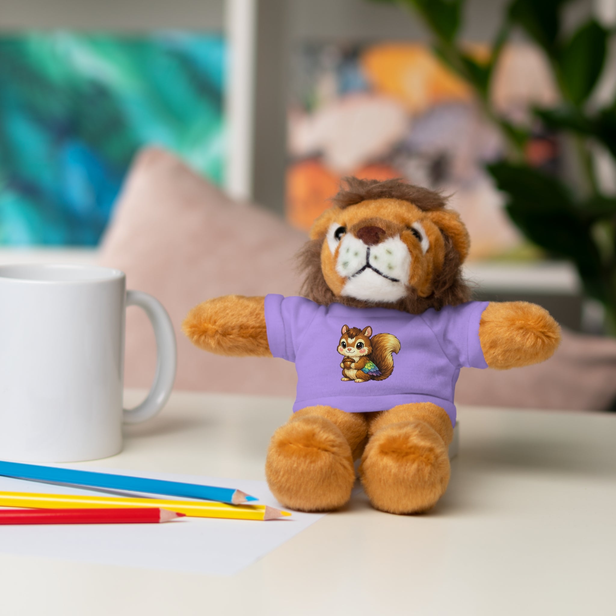 Cute Squirrel Plush Teddy with Graphic Tee — Adorable Stuffed Animal Gift