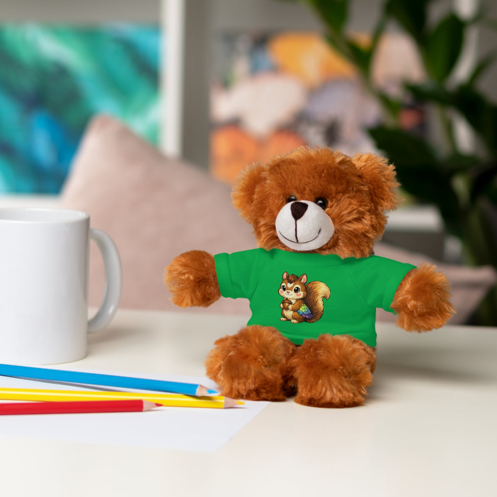 Cute Squirrel Plush Teddy with Graphic Tee — Adorable Stuffed Animal Gift