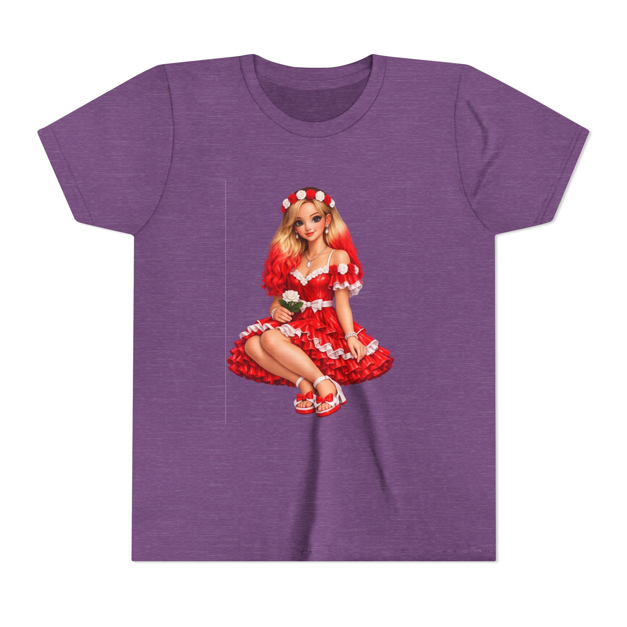 Youth Tee — Red Retro Pinup Girl Christmas Dress