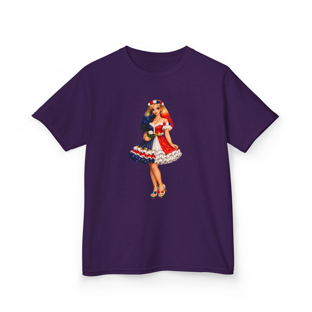 Kids Tee — Retro Patriotic Pin-Up Girl Dress (Fourth of July)