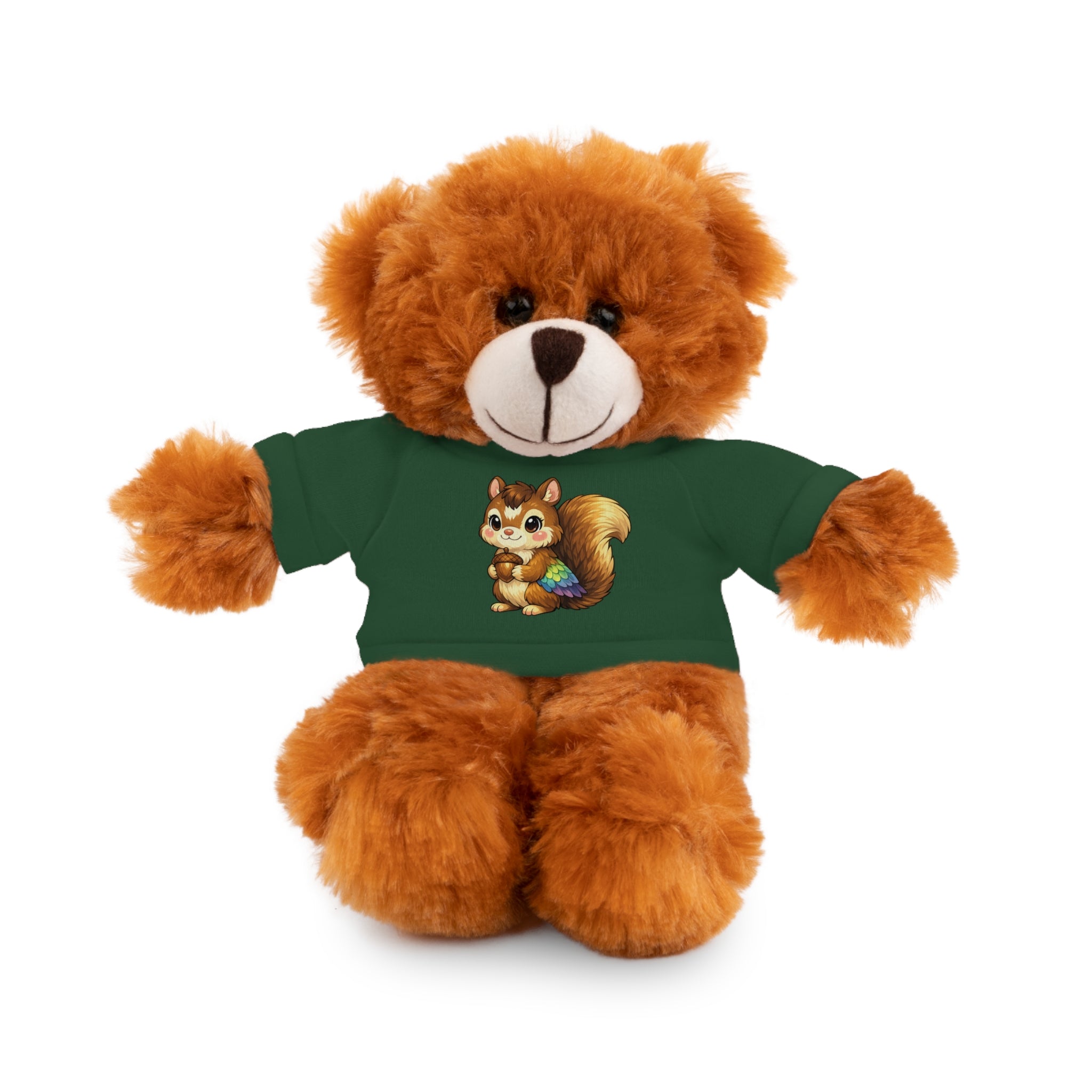 Cute Squirrel Plush Teddy with Graphic Tee — Adorable Stuffed Animal Gift