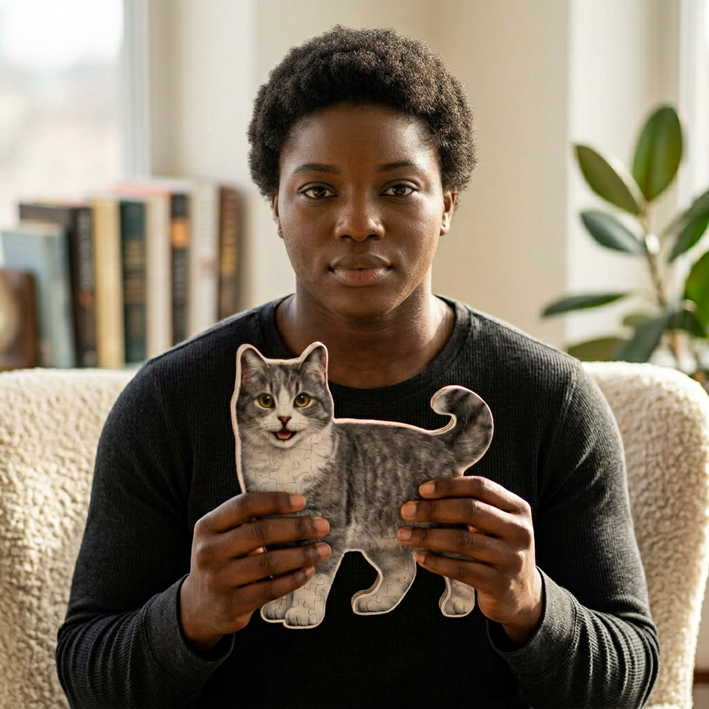Custom Cat-Shaped Pillow — Personalized Photo Pet Pillow