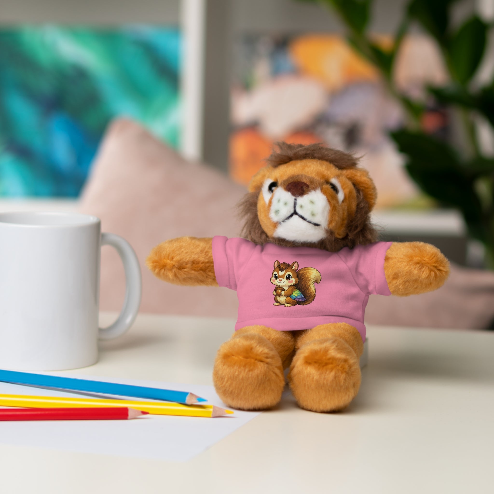 Cute Squirrel Plush Teddy with Graphic Tee — Adorable Stuffed Animal Gift
