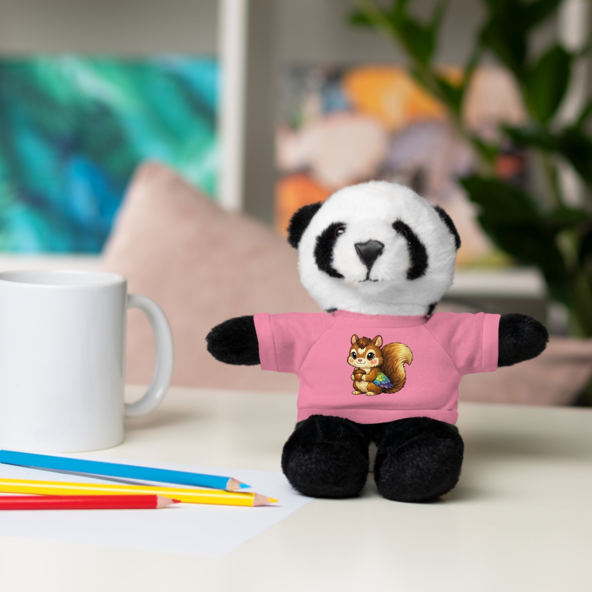Cute Squirrel Plush Teddy with Graphic Tee — Adorable Stuffed Animal Gift