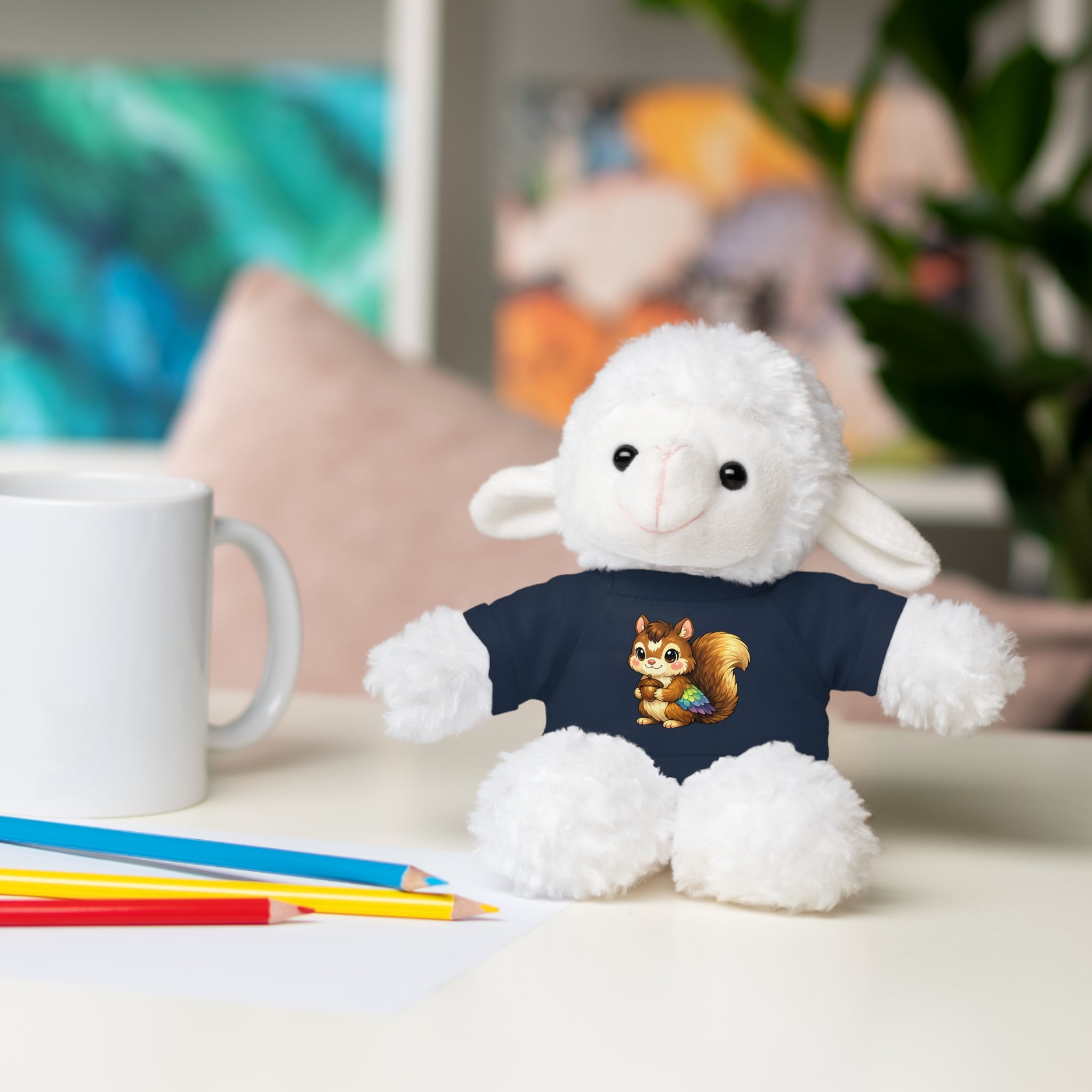 Cute Squirrel Plush Teddy with Graphic Tee — Adorable Stuffed Animal Gift