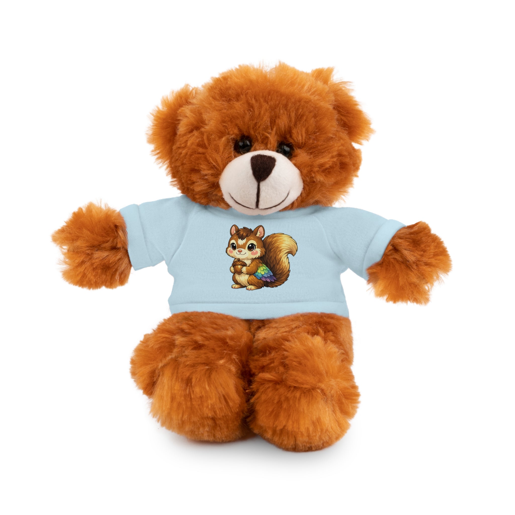 Cute Squirrel Plush Teddy with Graphic Tee — Adorable Stuffed Animal Gift