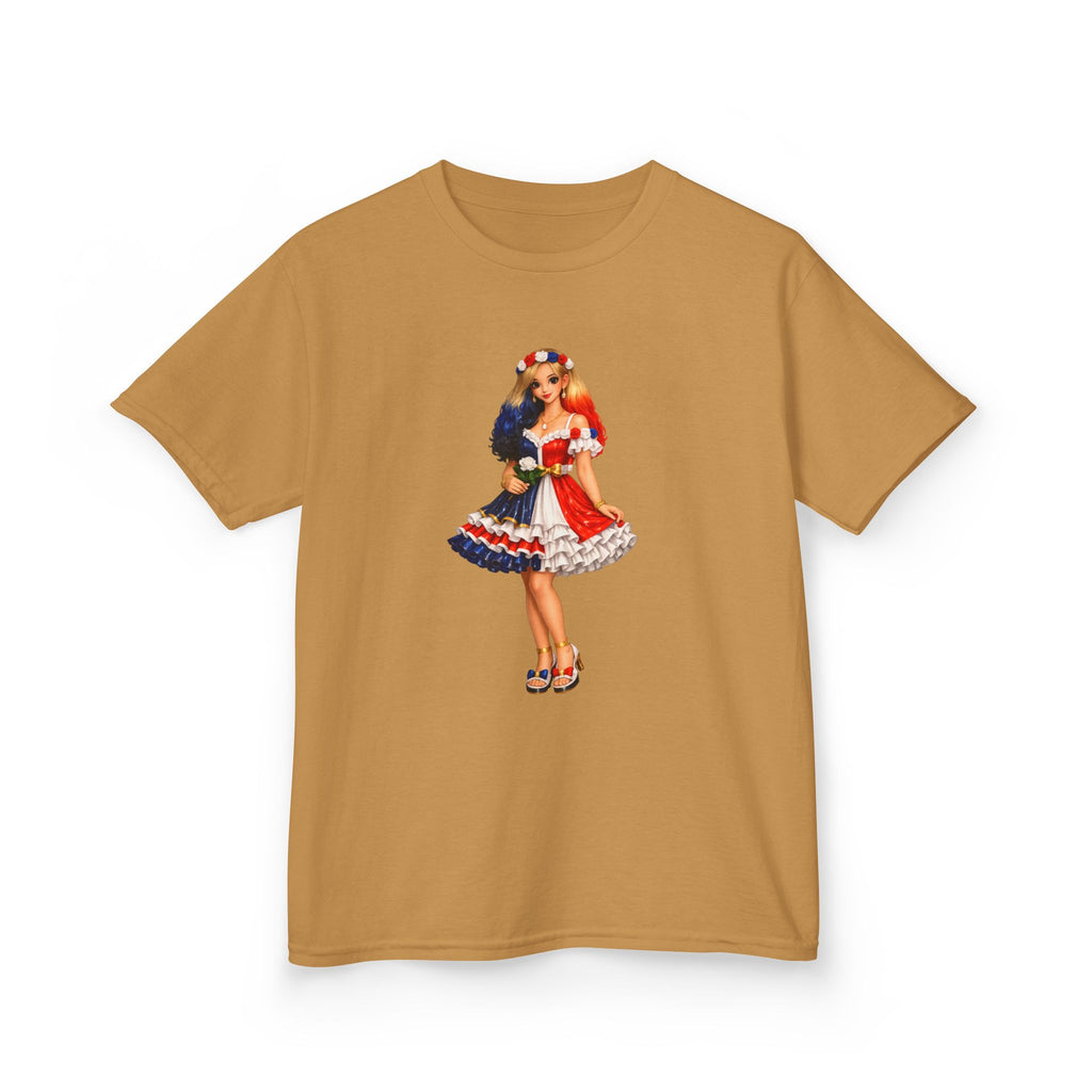 Kids Tee — Retro Patriotic Pin-Up Girl Dress (Fourth of July)