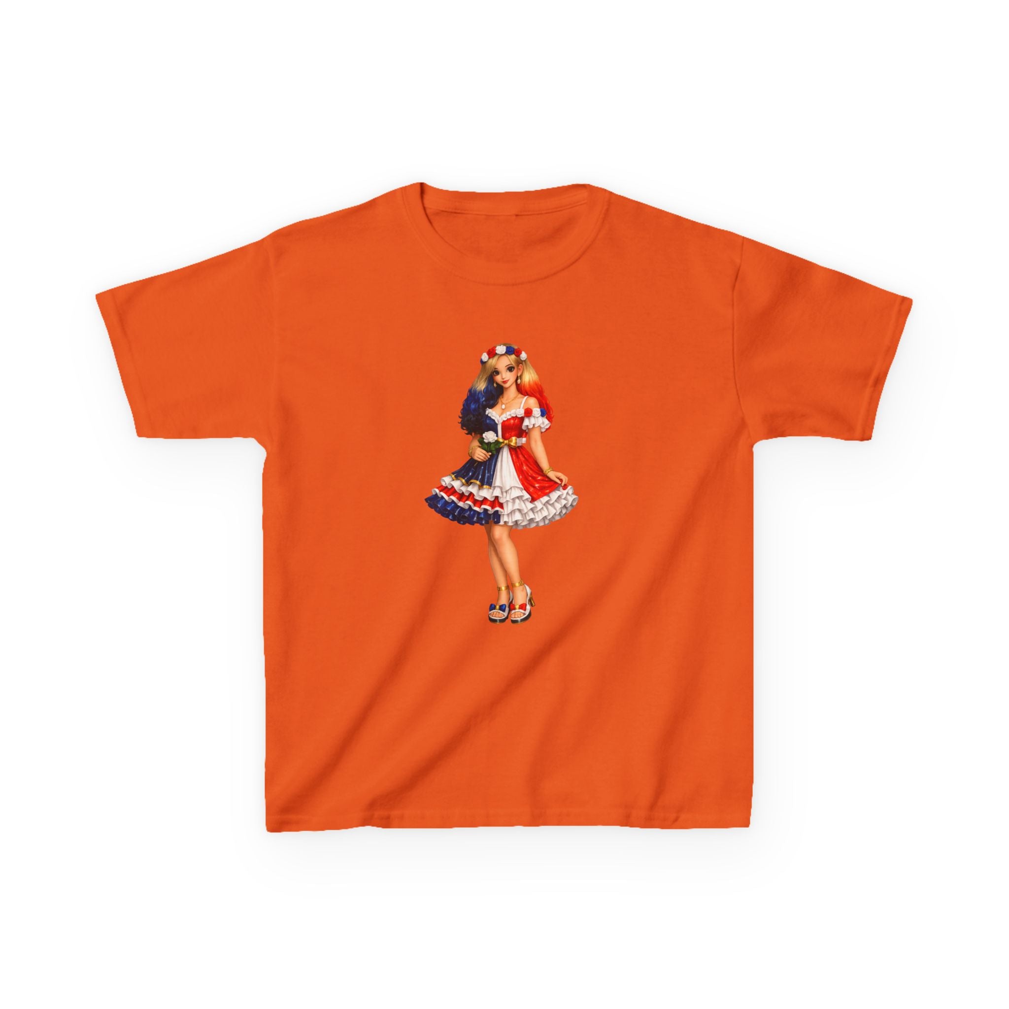 Kids Tee — Retro Patriotic Pin-Up Girl Dress (Fourth of July)