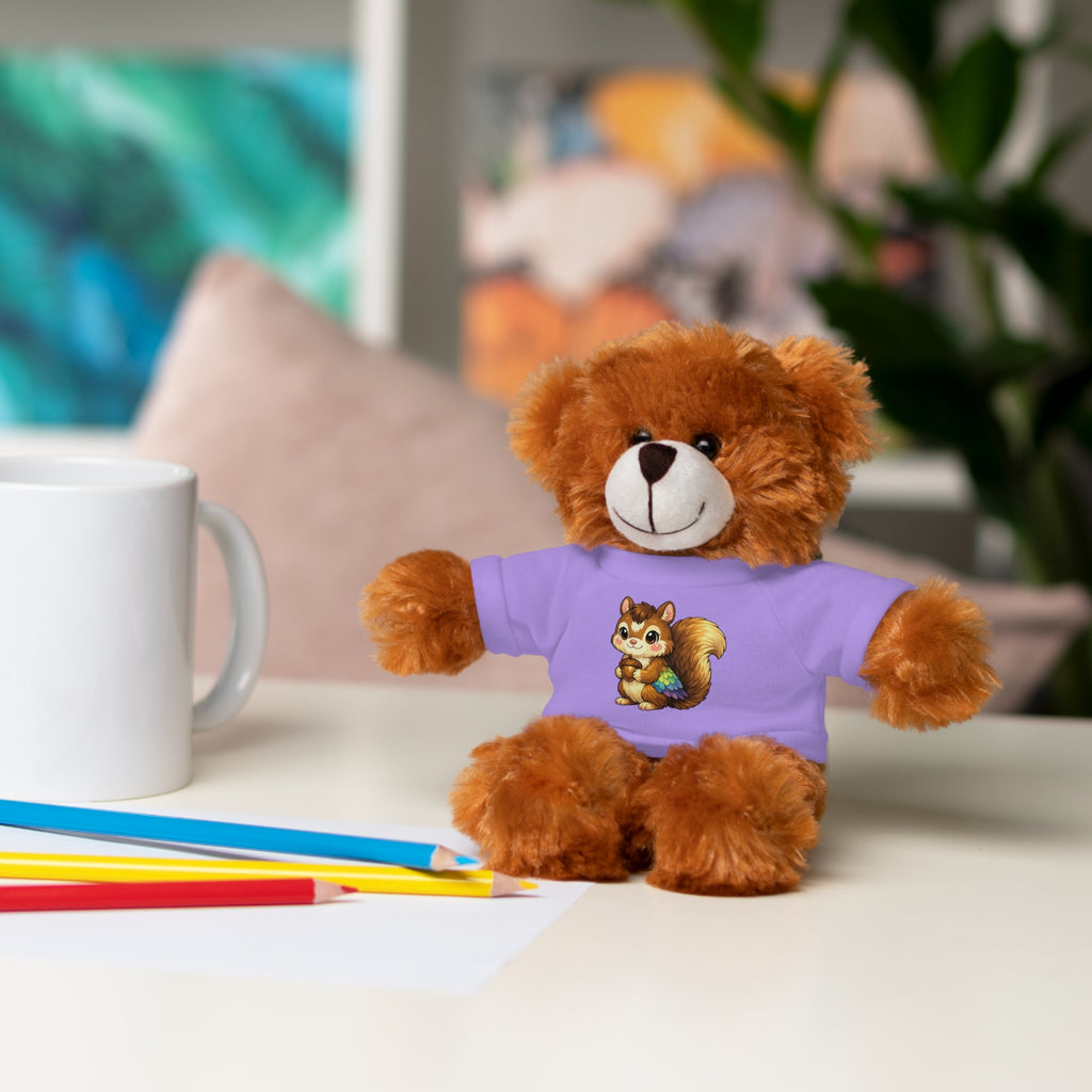 Cute Squirrel Plush Teddy with Graphic Tee — Adorable Stuffed Animal Gift