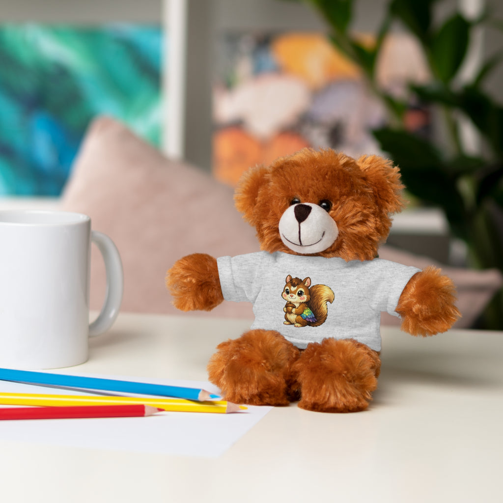 Cute Squirrel Plush Teddy with Graphic Tee — Adorable Stuffed Animal Gift