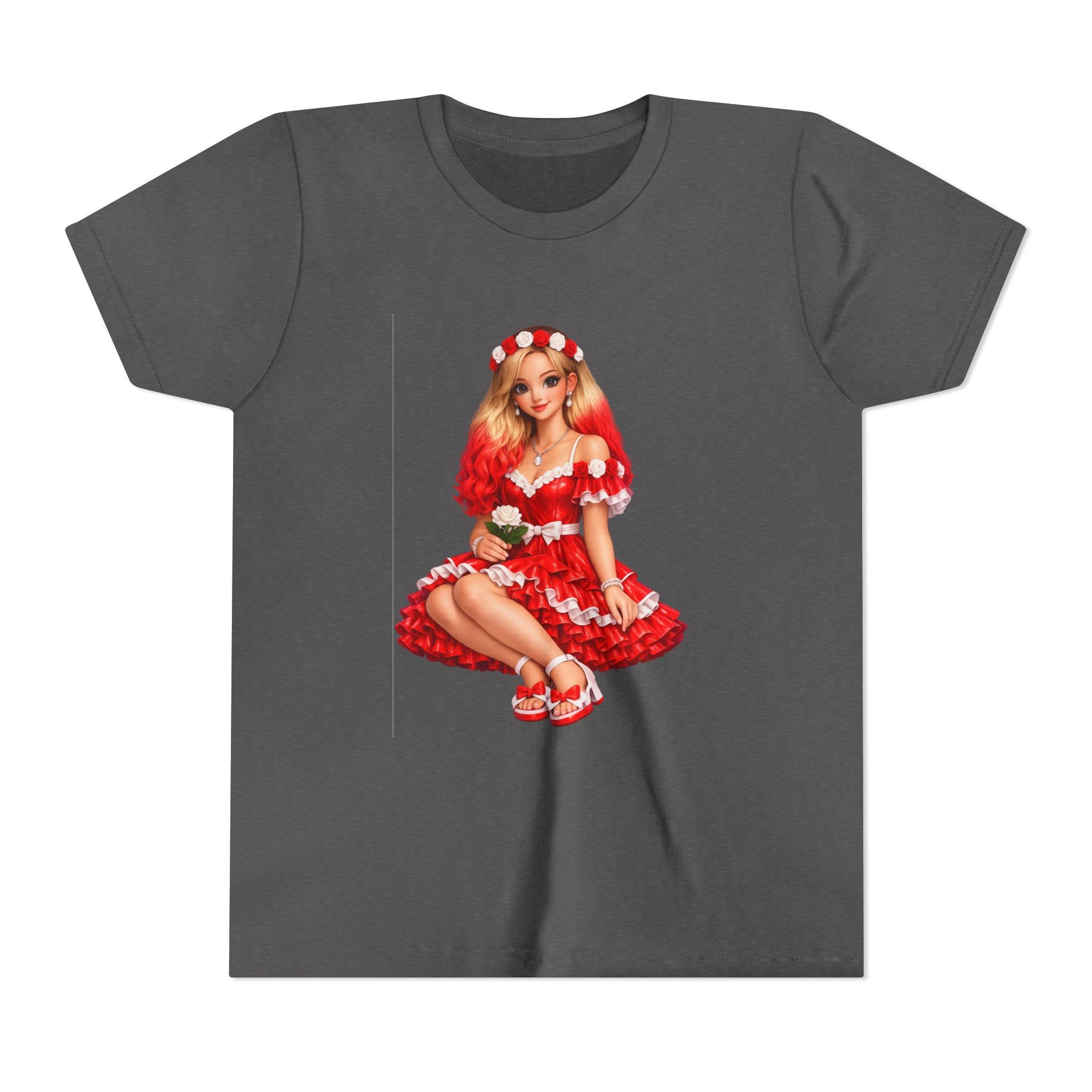 Youth Tee — Red Retro Pinup Girl Christmas Dress