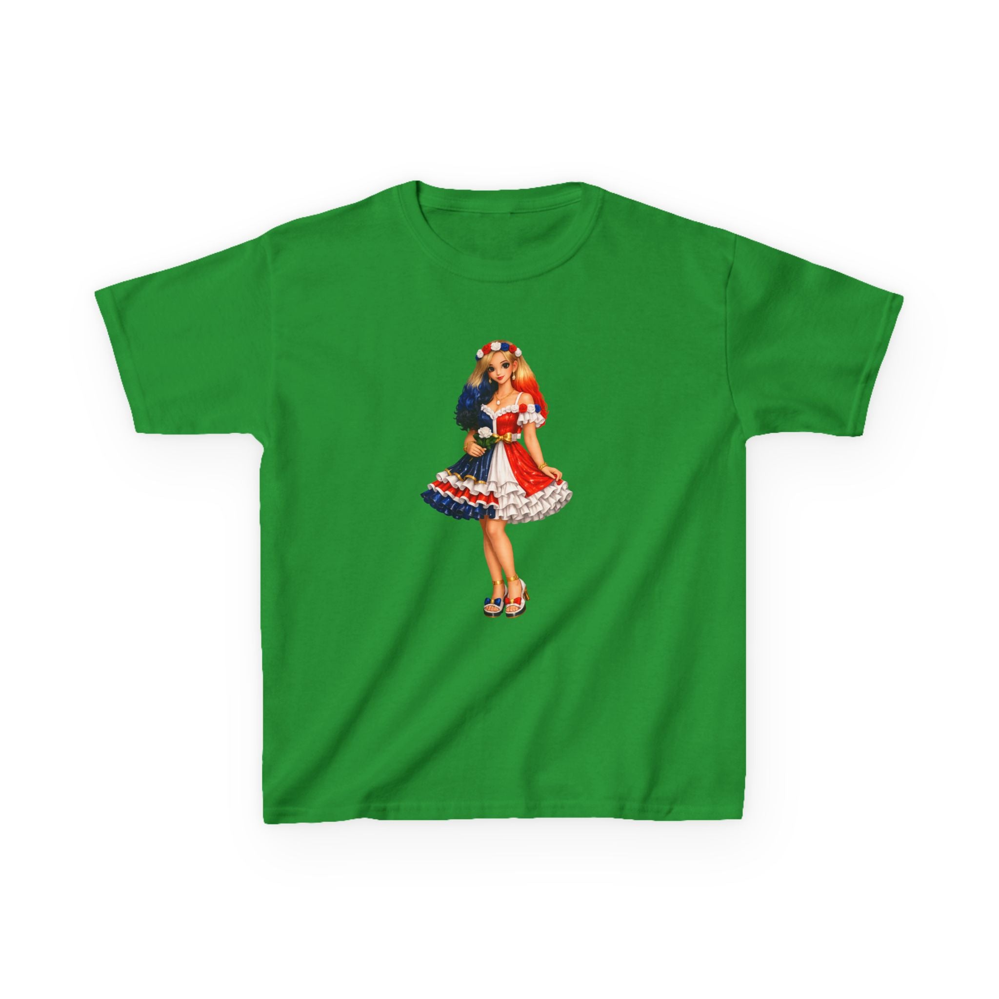 Kids Tee — Retro Patriotic Pin-Up Girl Dress (Fourth of July)