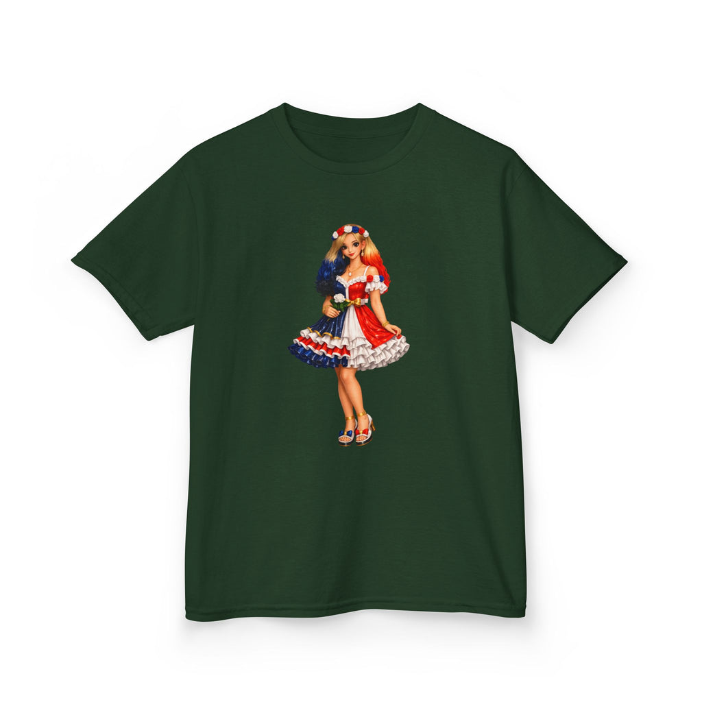 Kids Tee — Retro Patriotic Pin-Up Girl Dress (Fourth of July)