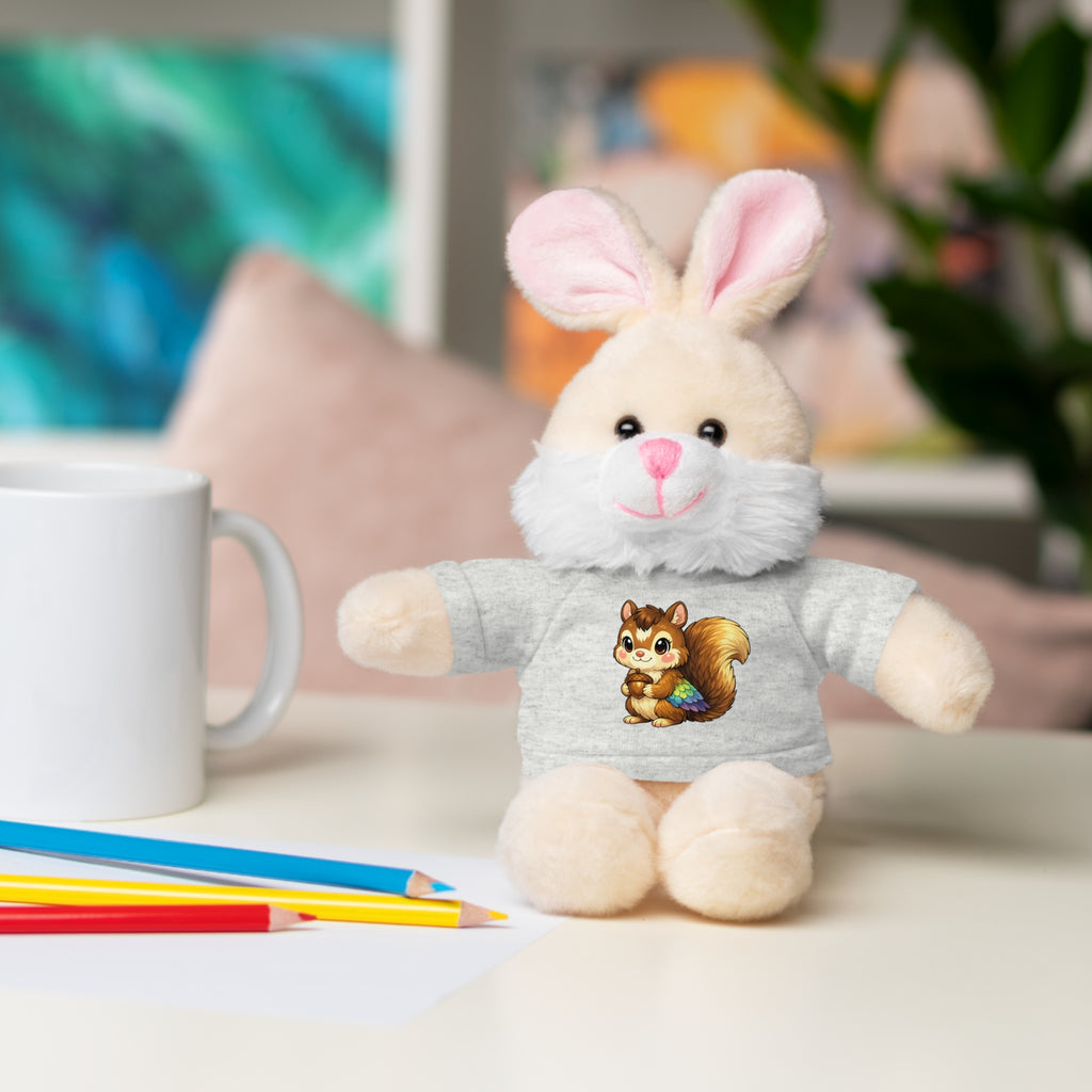 Cute Squirrel Plush Teddy with Graphic Tee — Adorable Stuffed Animal Gift