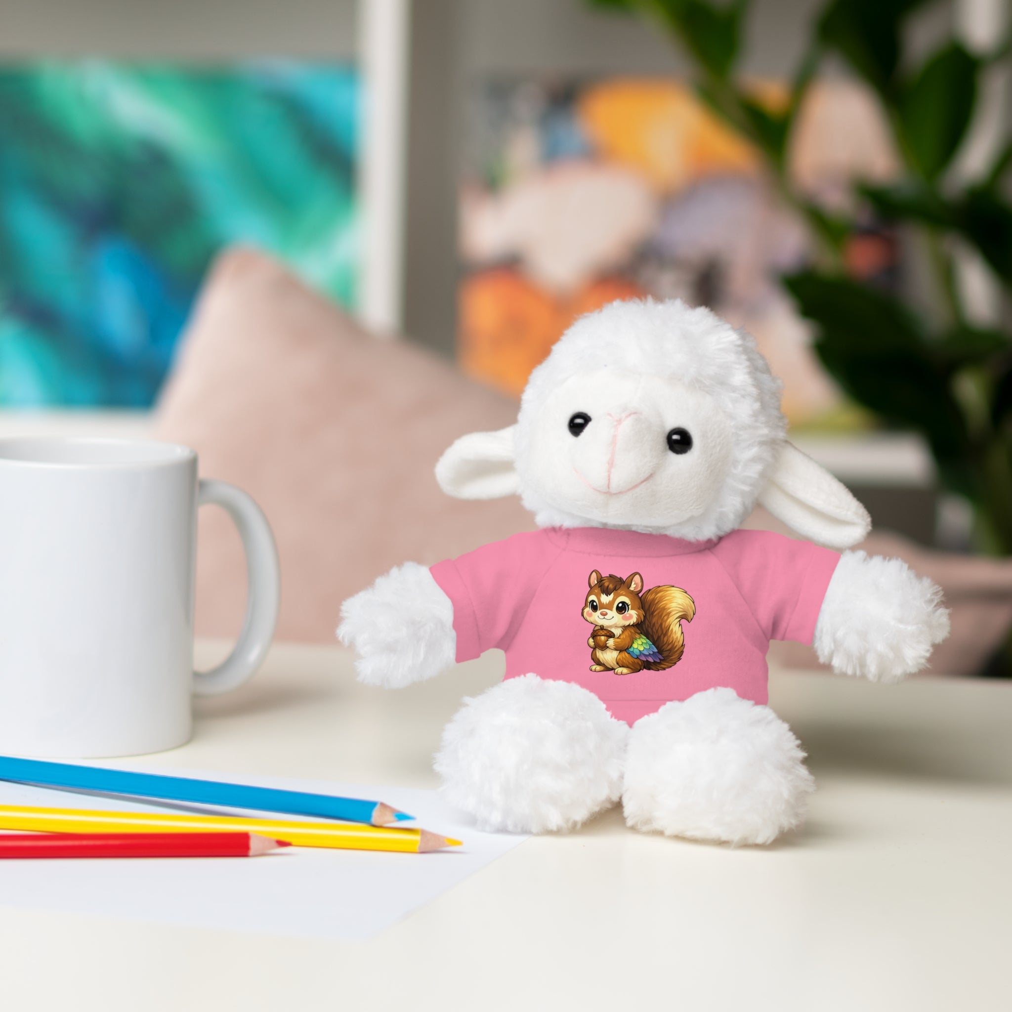 Cute Squirrel Plush Teddy with Graphic Tee — Adorable Stuffed Animal Gift