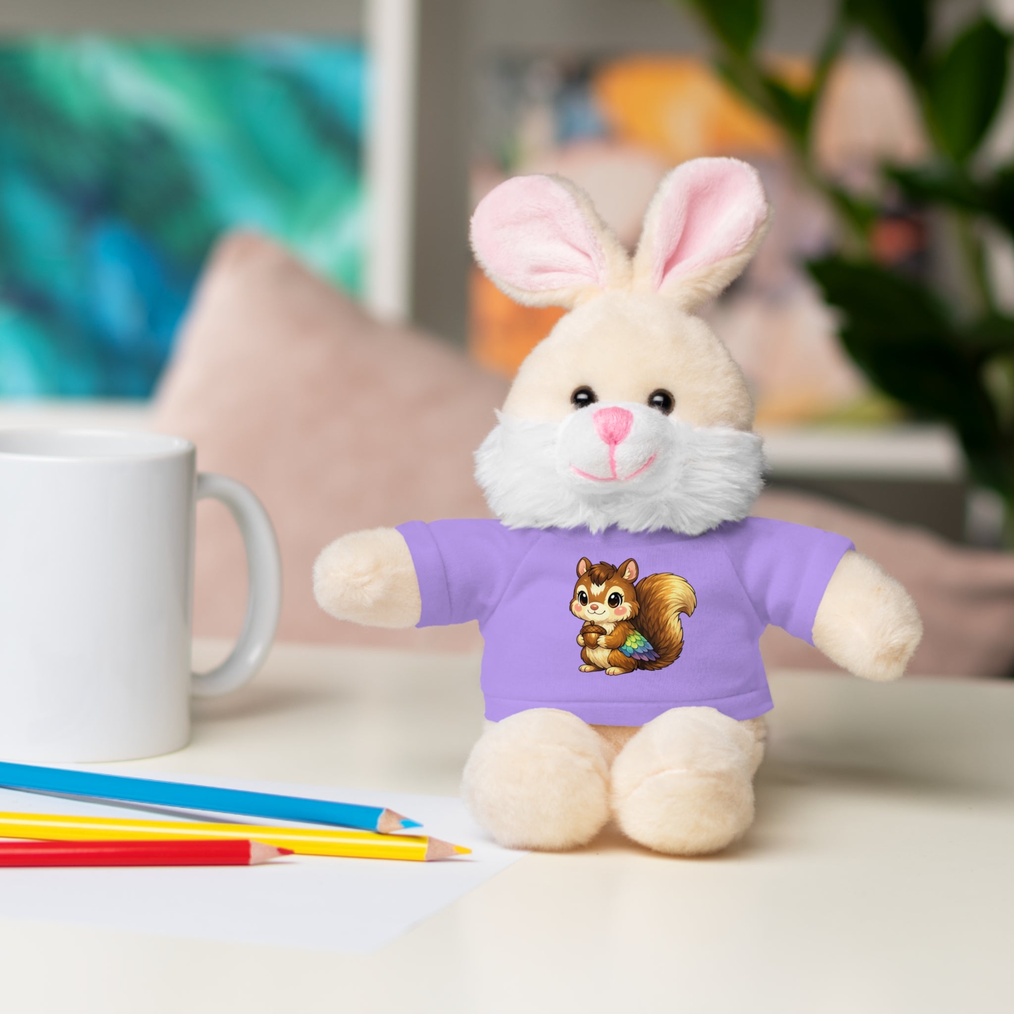 Cute Squirrel Plush Teddy with Graphic Tee — Adorable Stuffed Animal Gift