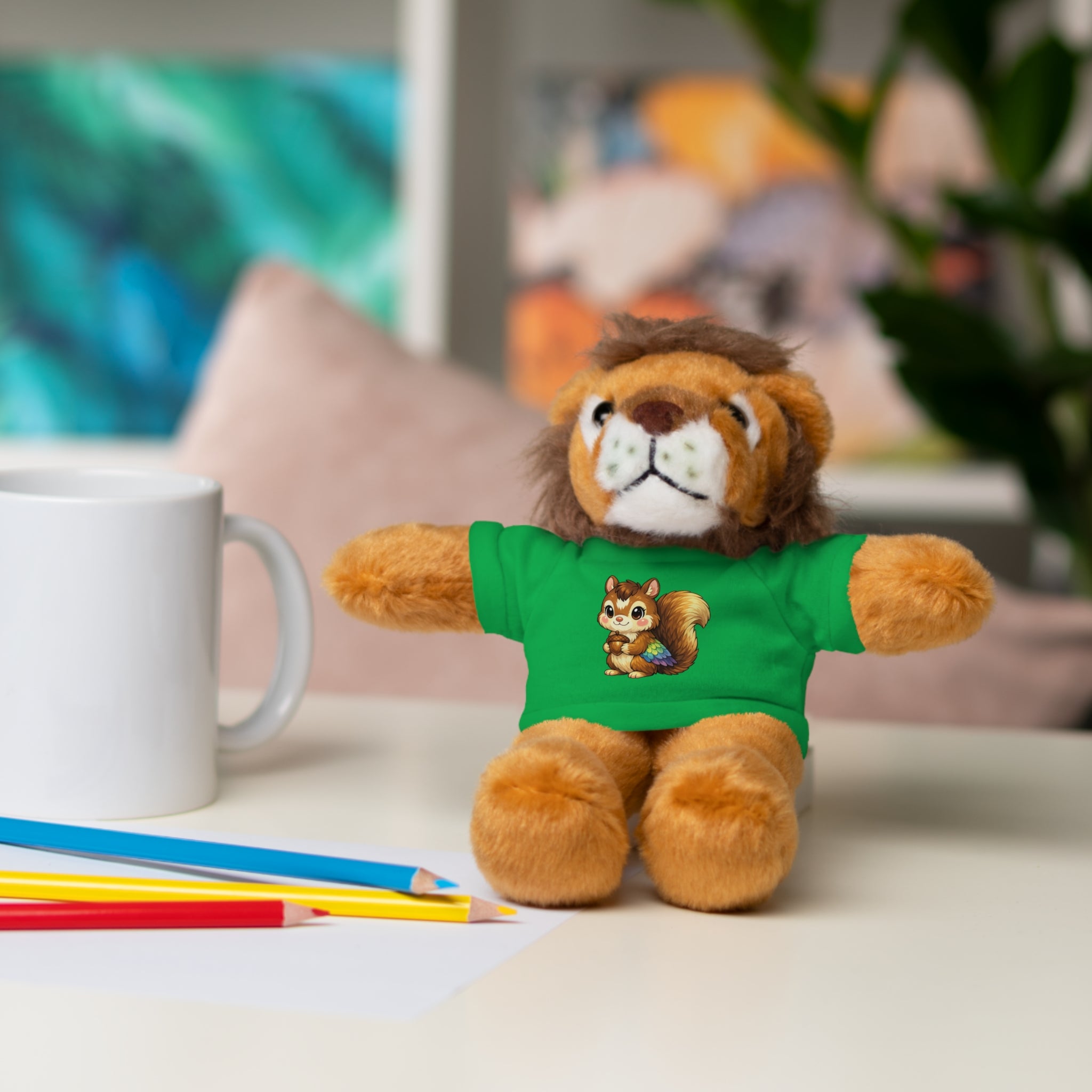 Cute Squirrel Plush Teddy with Graphic Tee — Adorable Stuffed Animal Gift