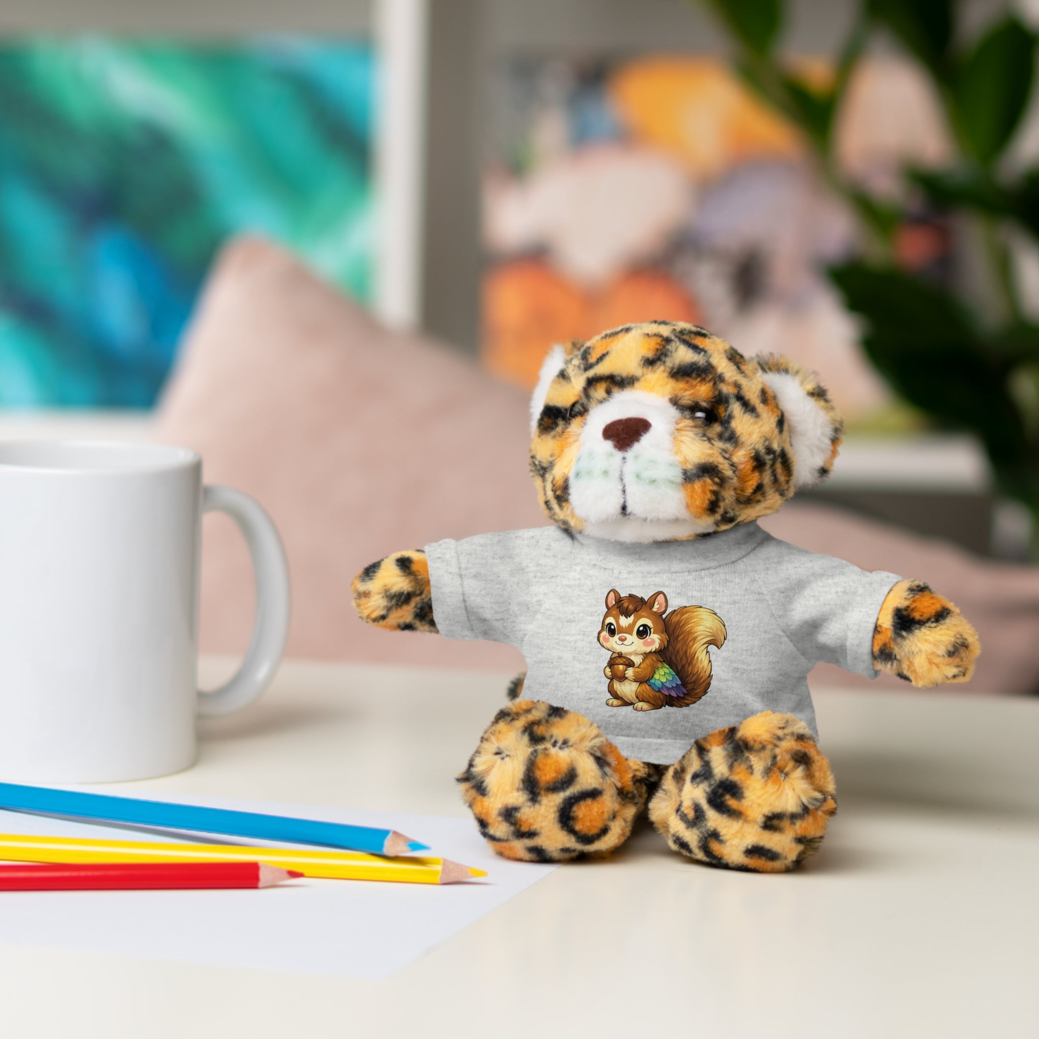 Cute Squirrel Plush Teddy with Graphic Tee — Adorable Stuffed Animal Gift