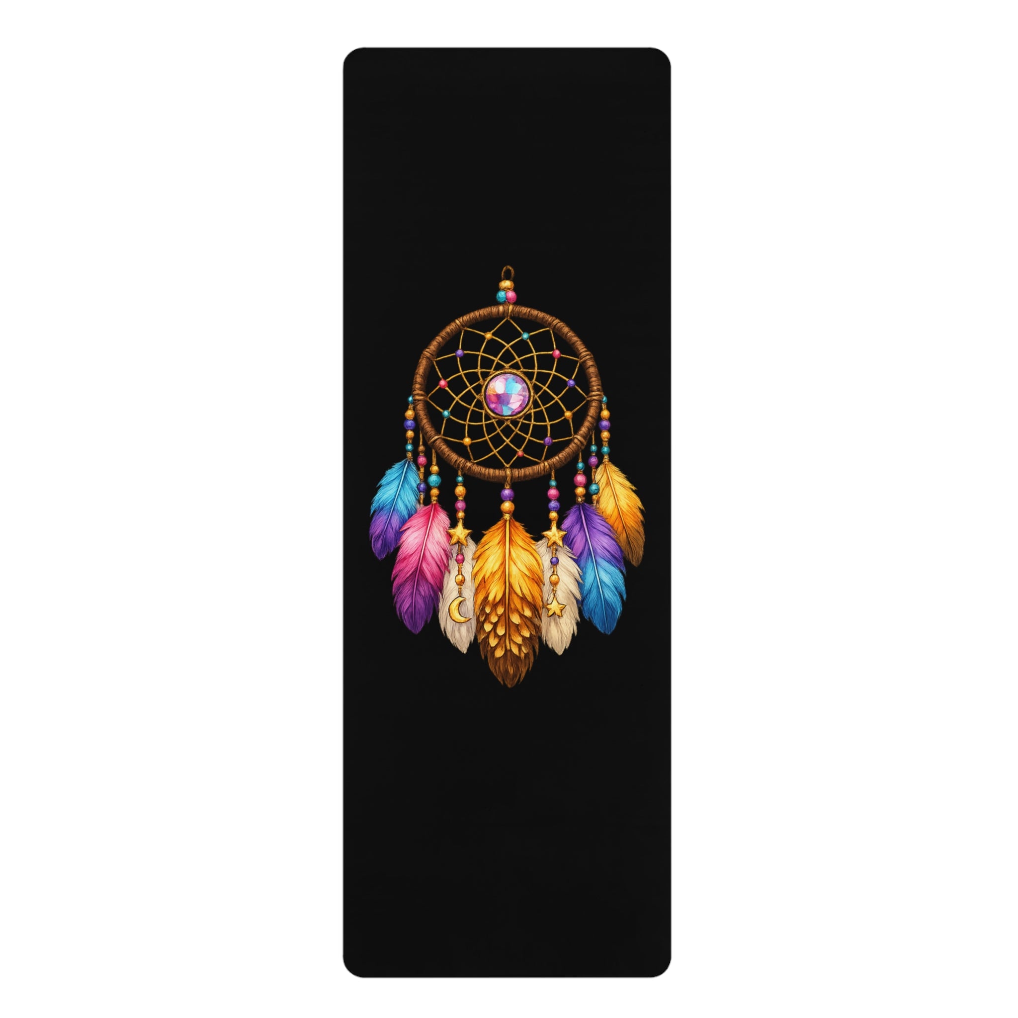 Dreamcatcher Rubber Yoga Mat — Boho Meditation & Pilates Mat with Colorful Feathers