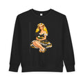Toddler Sweatshirt — Vintage Doll in Yellow & Black Floral Dress Kids Pullover