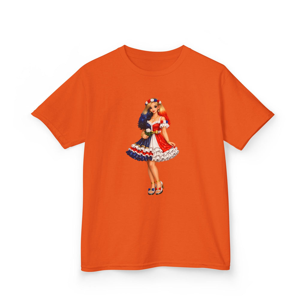 Kids Tee — Retro Patriotic Pin-Up Girl Dress (Fourth of July)