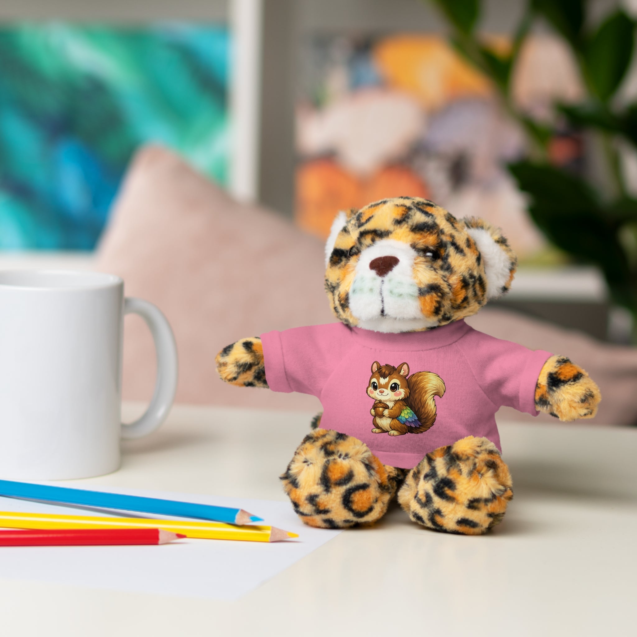 Cute Squirrel Plush Teddy with Graphic Tee — Adorable Stuffed Animal Gift