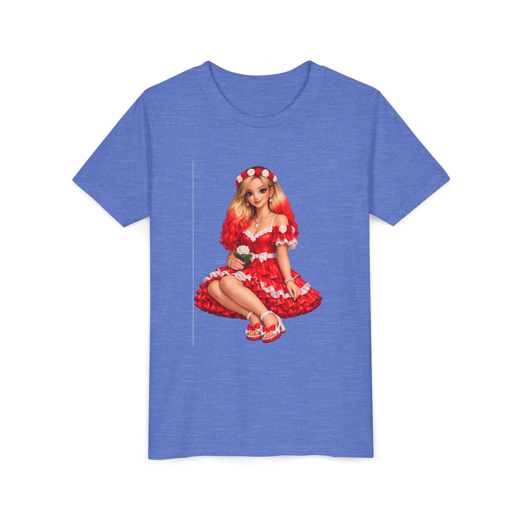 Youth Tee — Red Retro Pinup Girl Christmas Dress