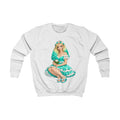 Kids Sweatshirt — Teal Doll Girl Graphic Pullover for Children